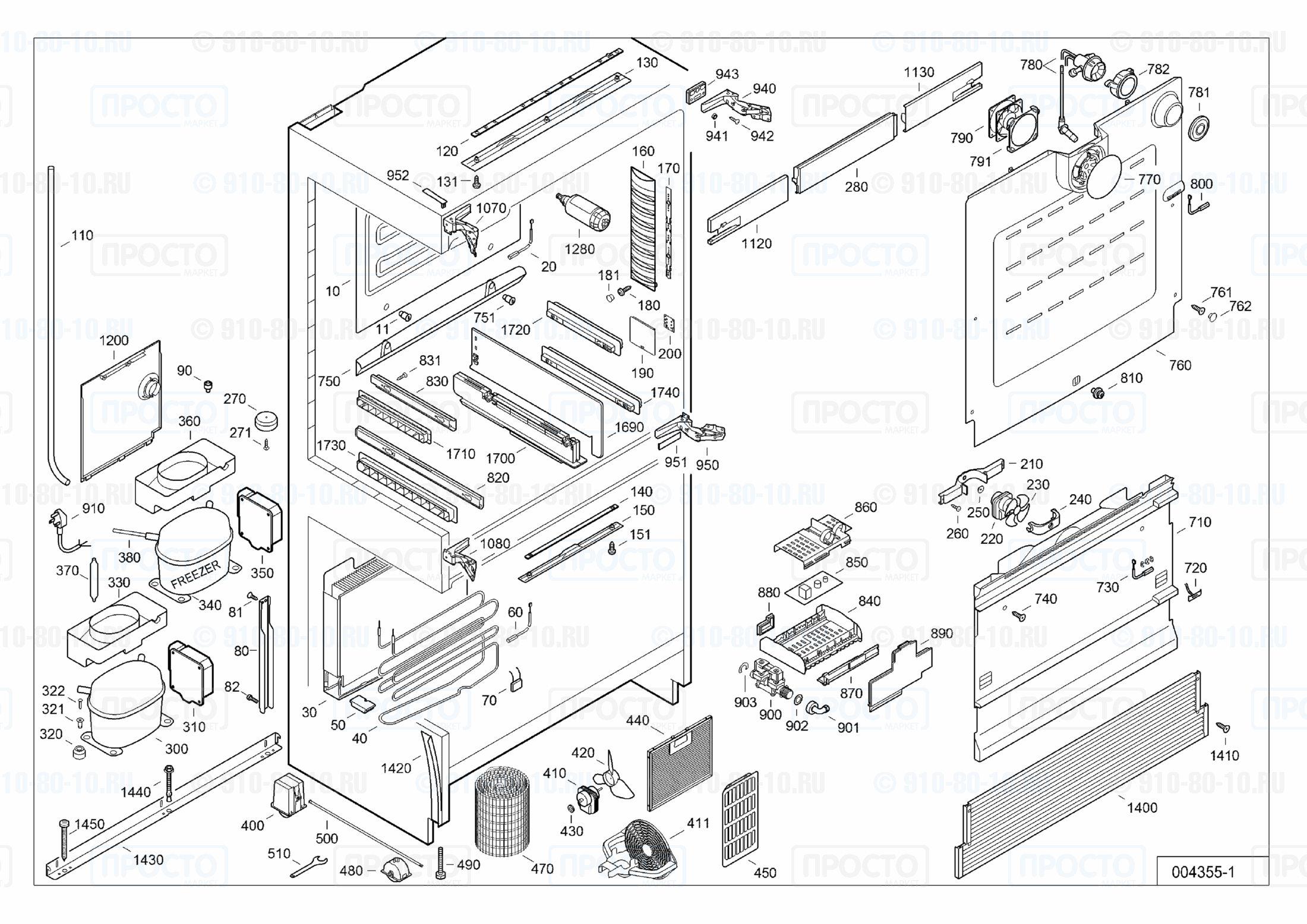 Взрыв-схема запчастей холодильника Liebherr ECN 6256-11K