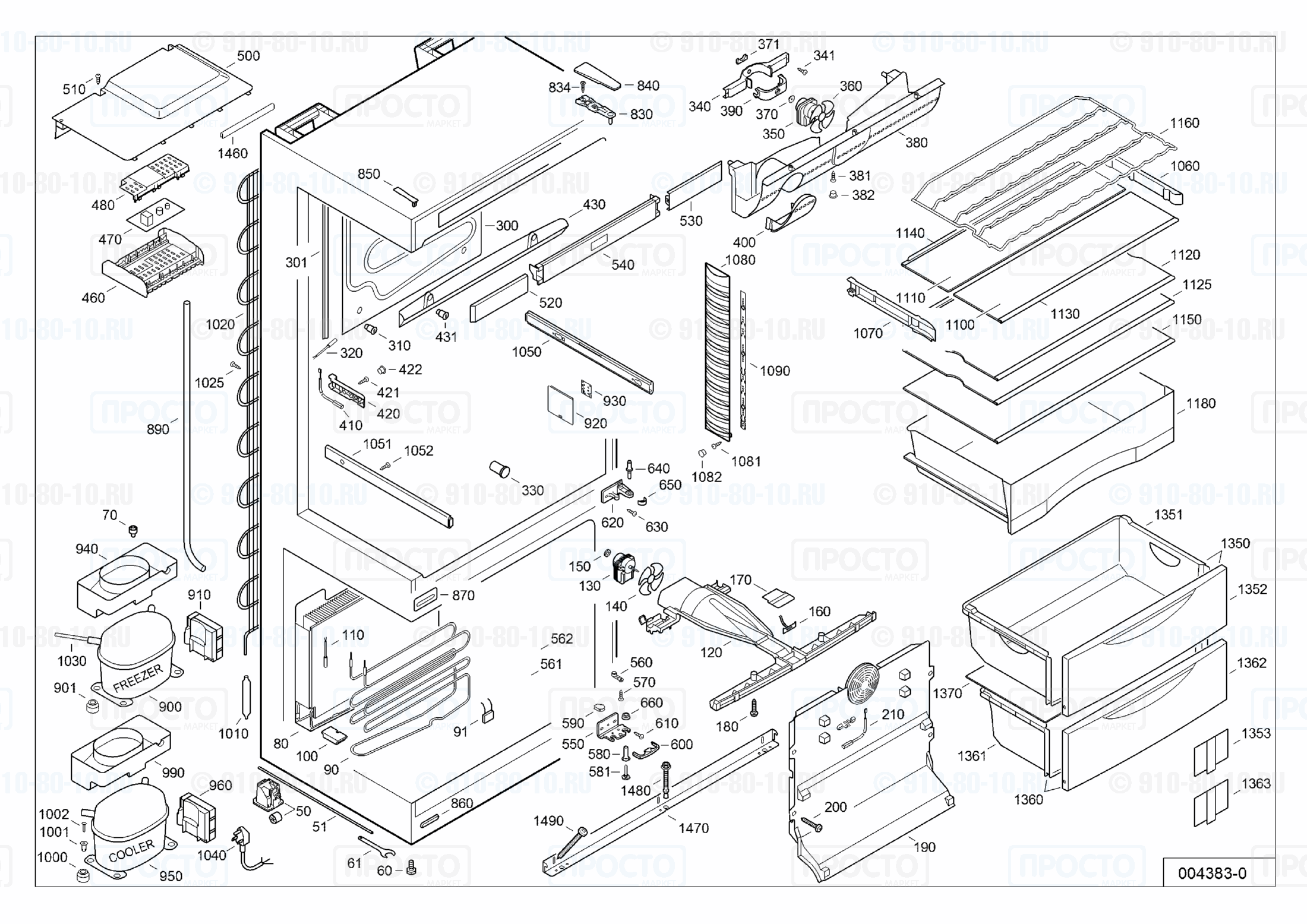 Взрыв-схема запчастей холодильника Liebherr CNes 5156-11C