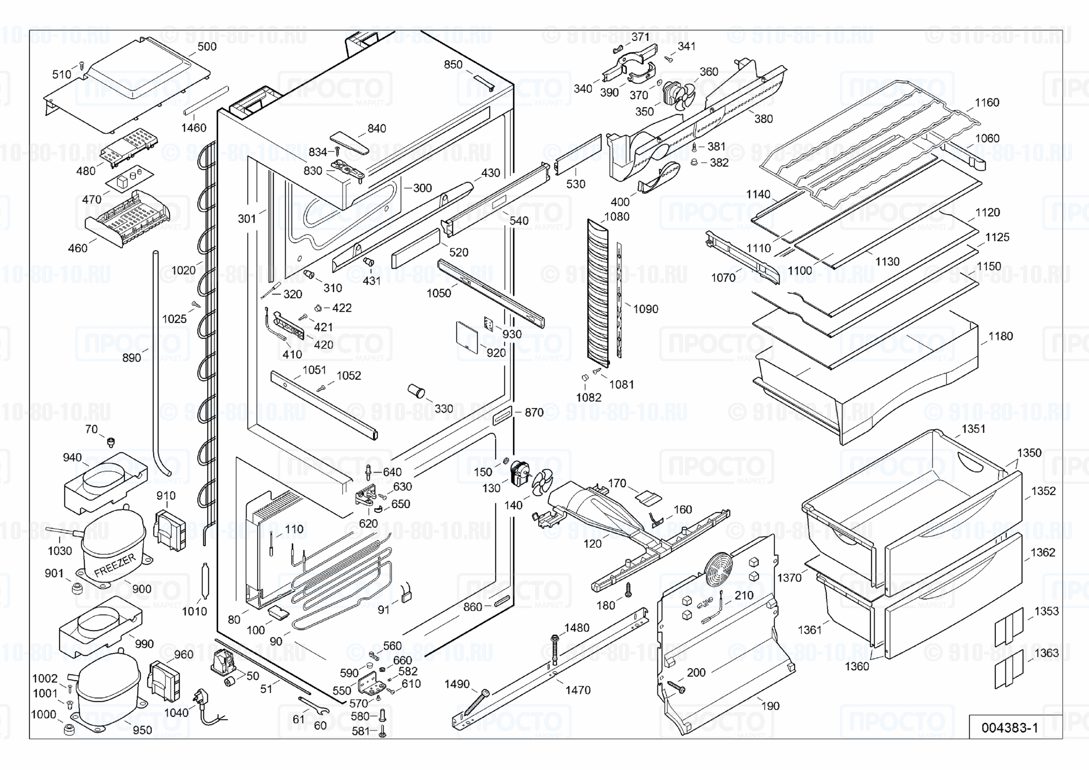 Взрыв-схема запчастей холодильника Liebherr CNes 5156-12C