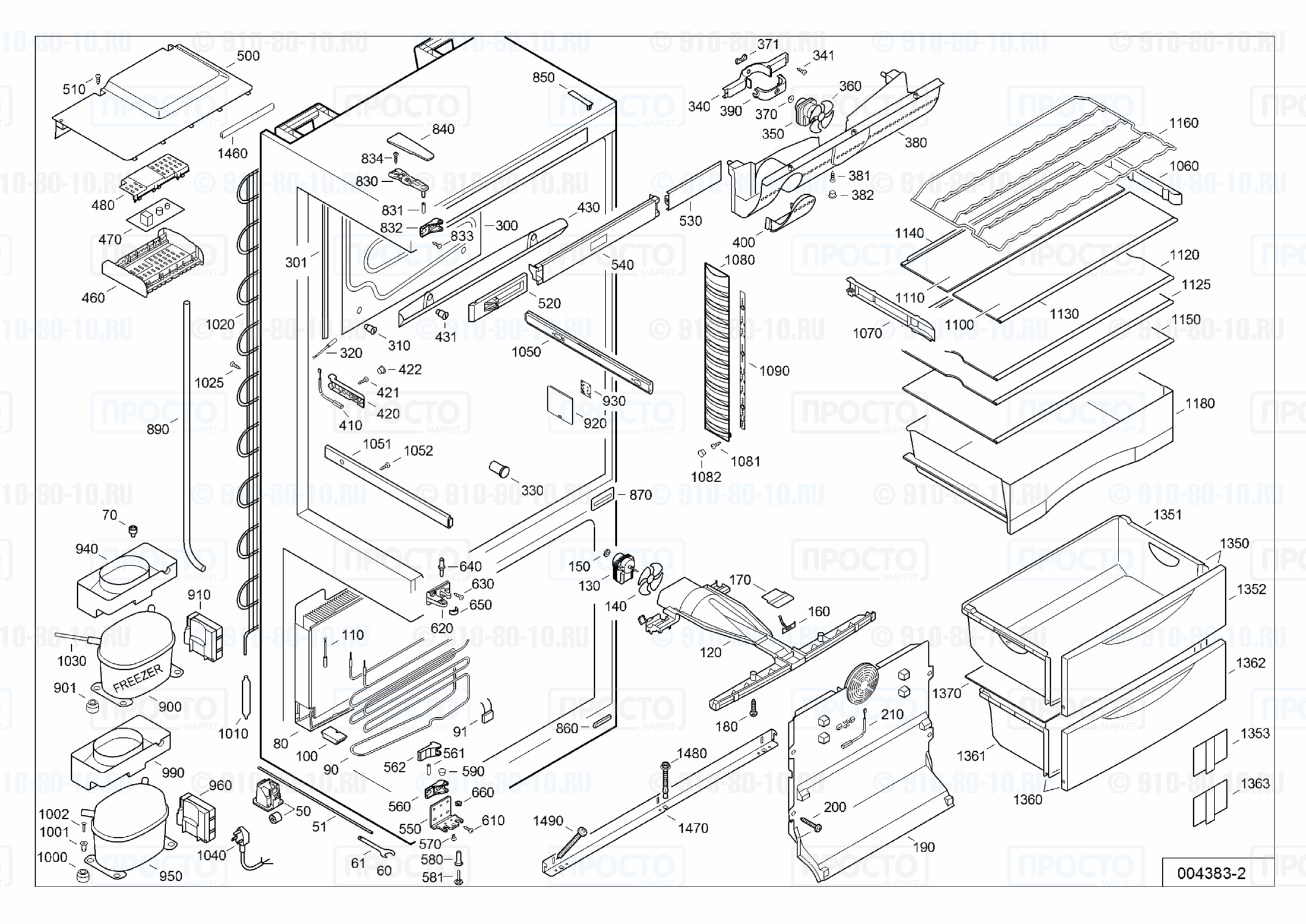 Взрыв-схема запчастей холодильника Liebherr CNes 5156-13A