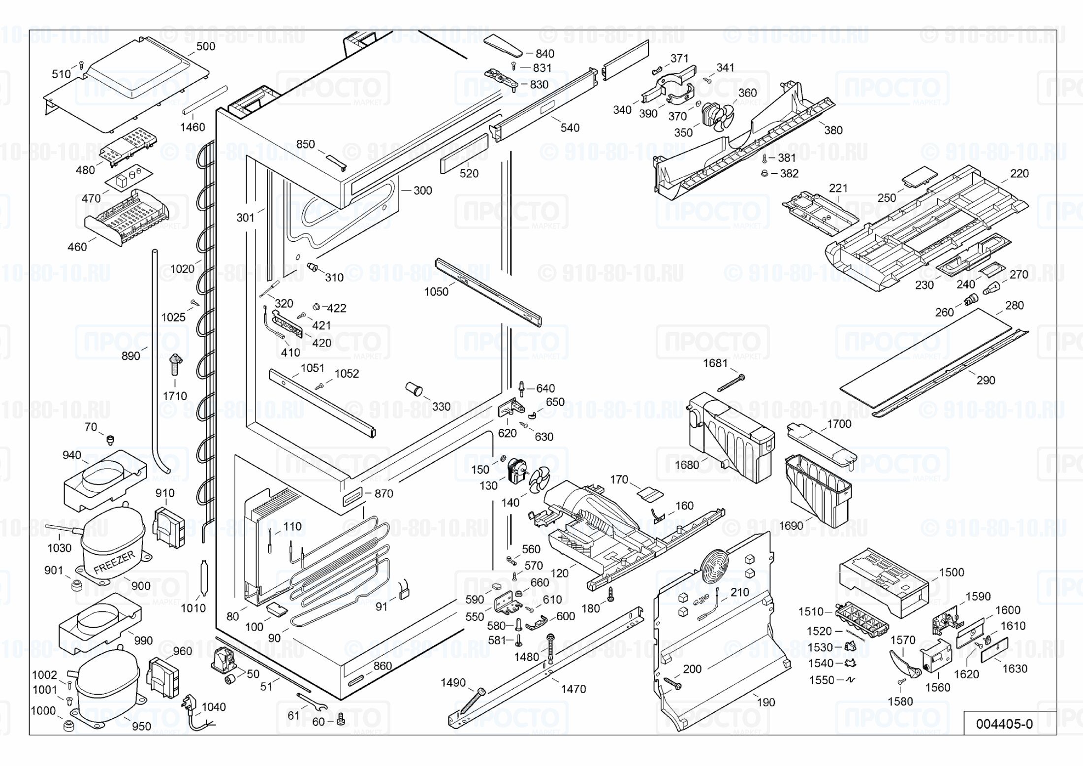 Взрыв-схема запчастей холодильника Liebherr CNesf 5126-10