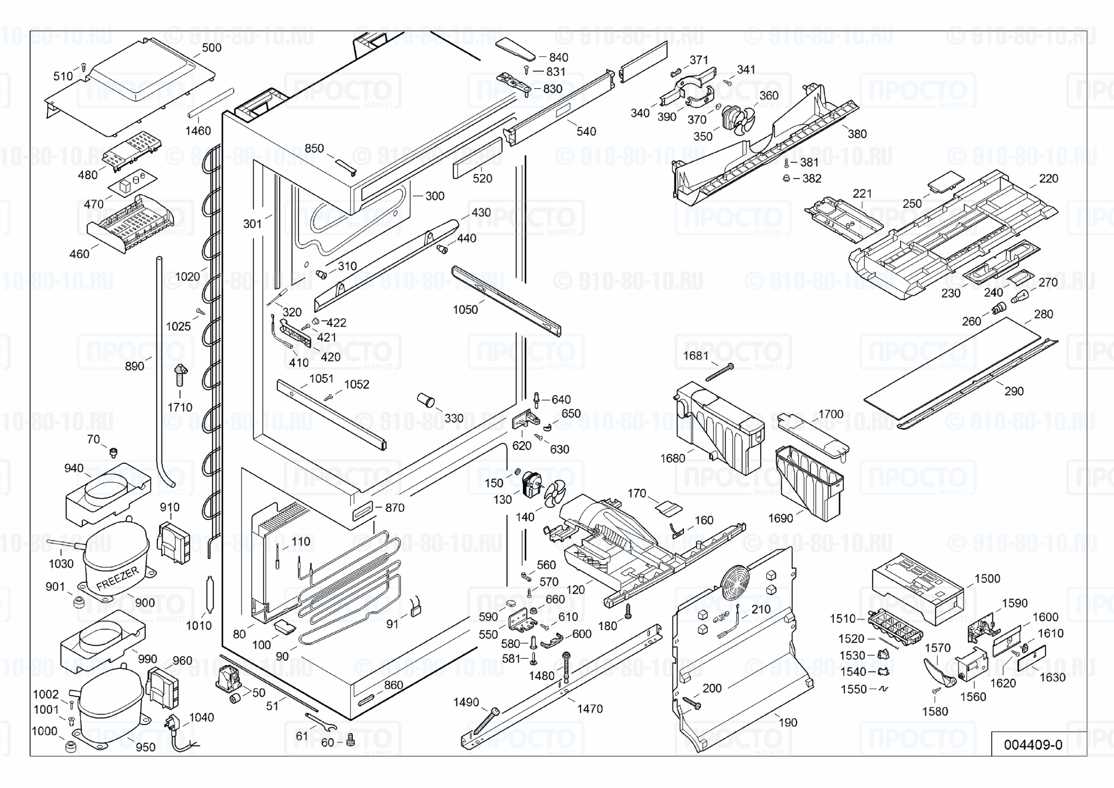 Взрыв-схема запчастей холодильника Liebherr CNesf 5126-10C