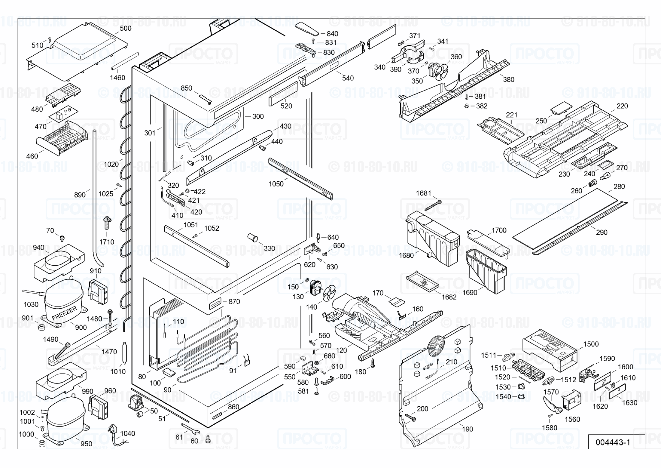 Взрыв-схема запчастей холодильника Liebherr CNesf 5126-11D