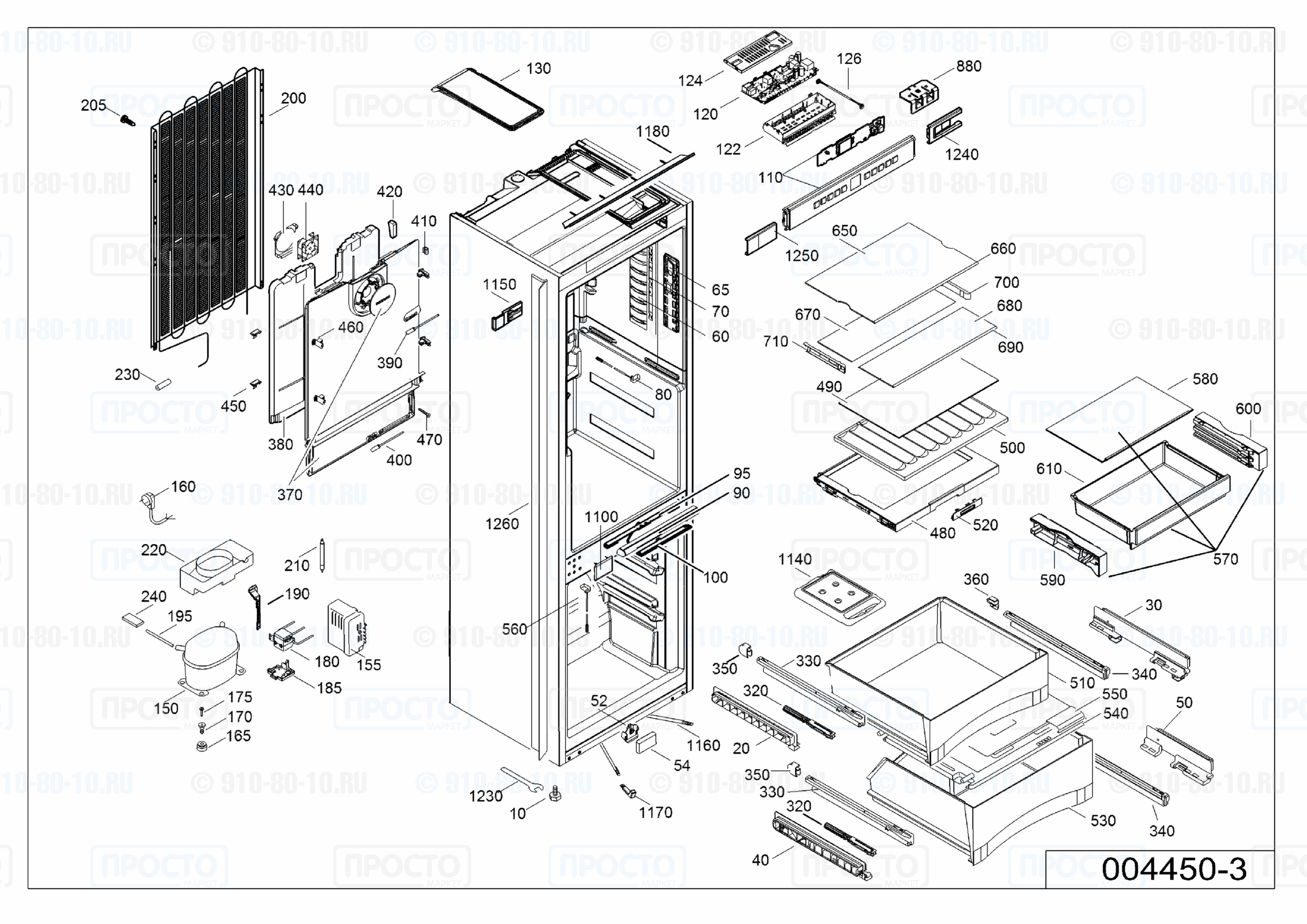 Взрыв-схема запчастей холодильника Liebherr ICBP 3256-20A