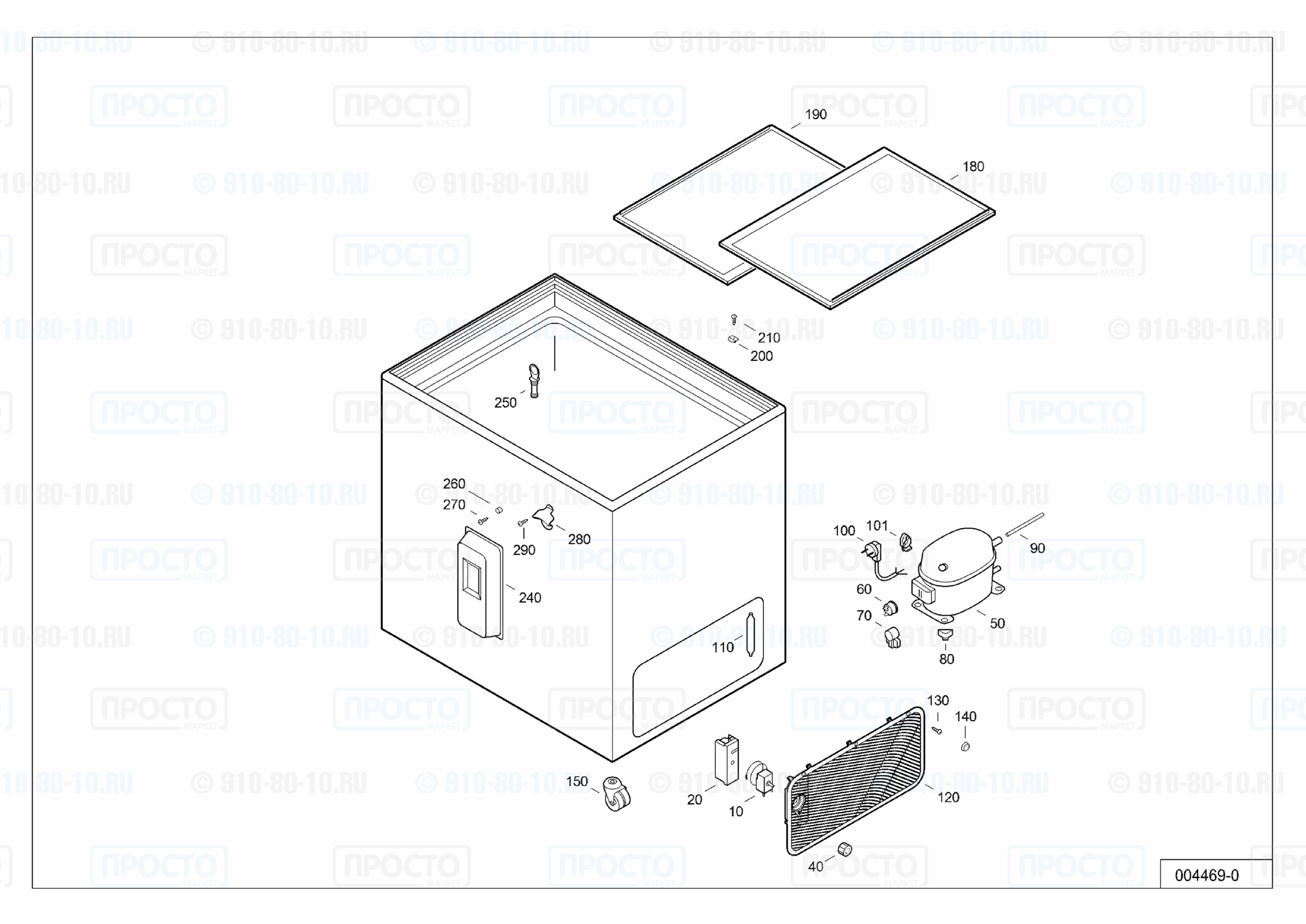 Взрыв-схема запчастей холодильника Liebherr FT 2900-22