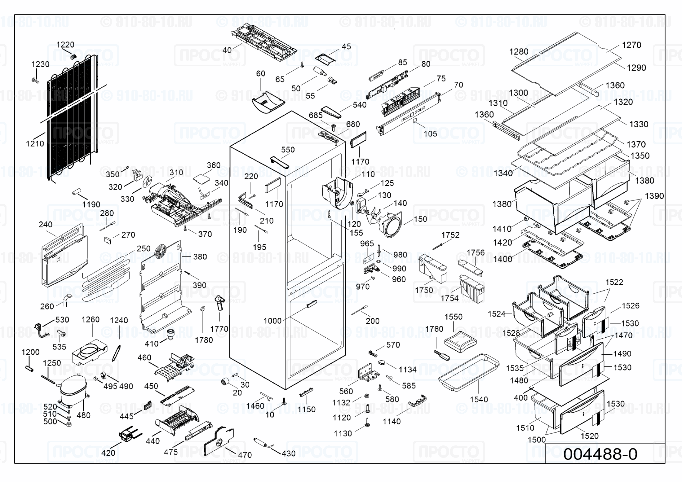 Взрыв-схема запчастей холодильника Liebherr CNes 4023-20