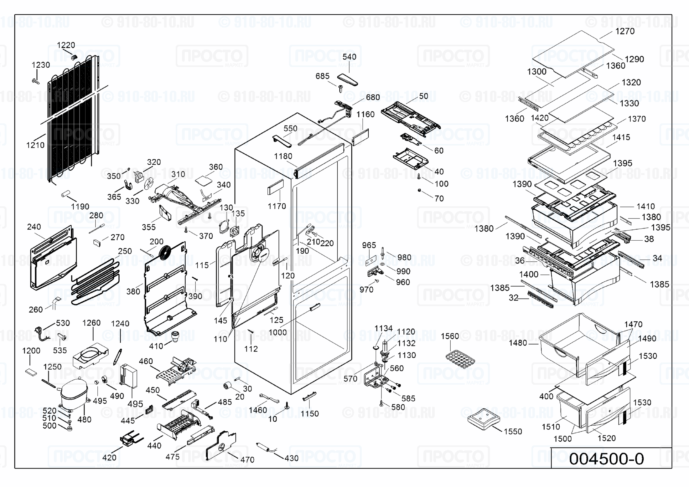 Взрыв-схема запчастей холодильника Liebherr CBN 3956-21B