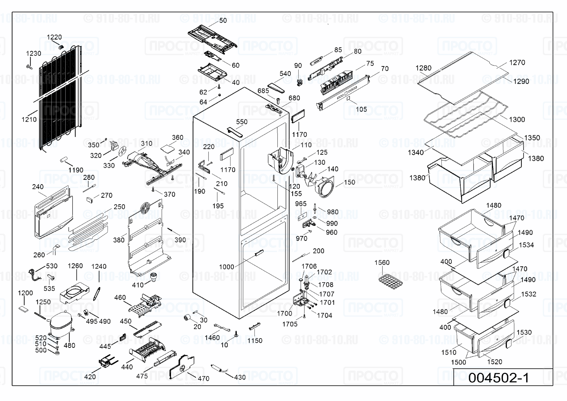 Взрыв-схема запчастей холодильника Liebherr CN 3503-23D