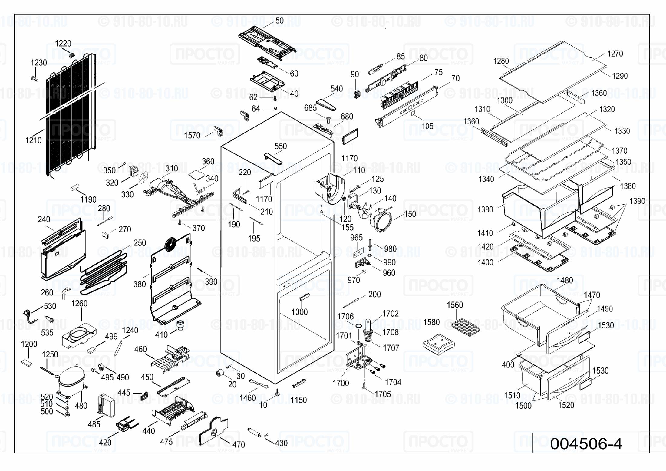 Взрыв-схема запчастей холодильника Liebherr CNP 3513-21B