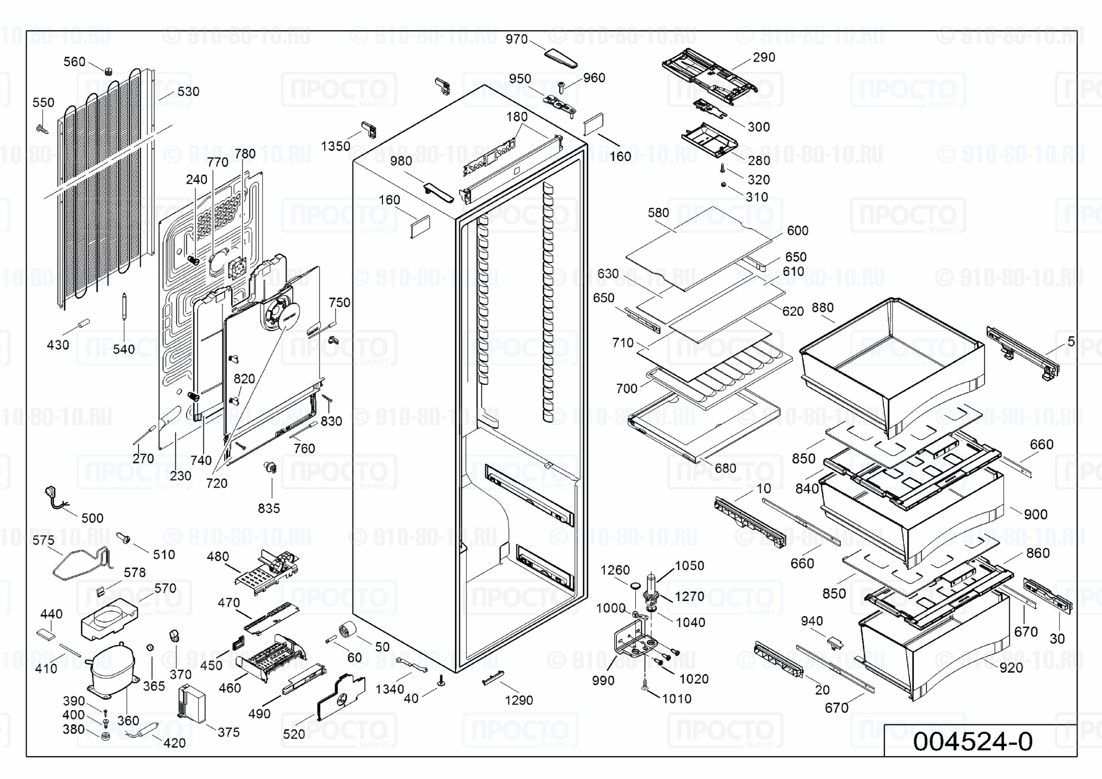 Взрыв-схема запчастей холодильника Liebherr KB 4260-23B