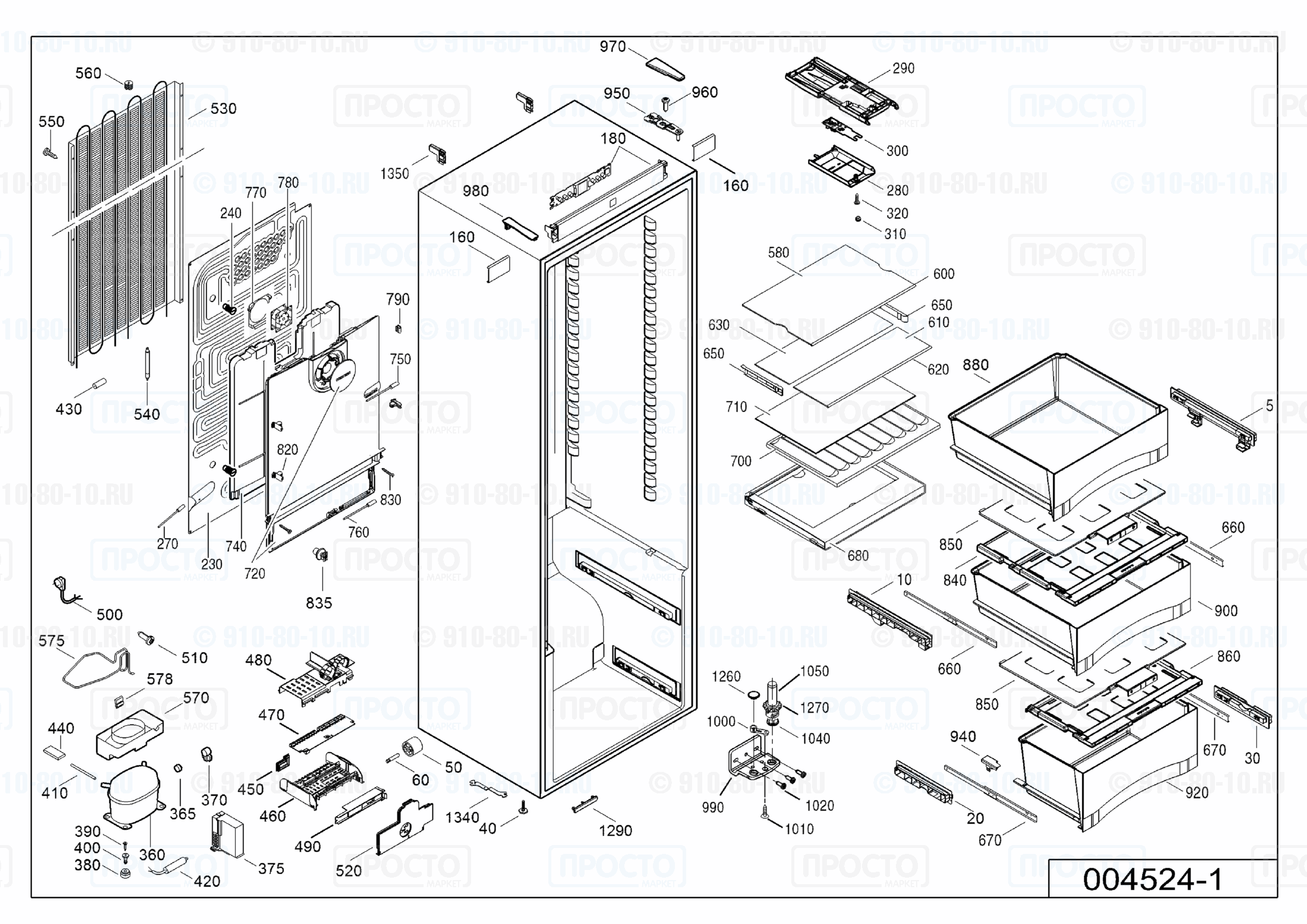 Взрыв-схема запчастей холодильника Liebherr KB 4260-23C