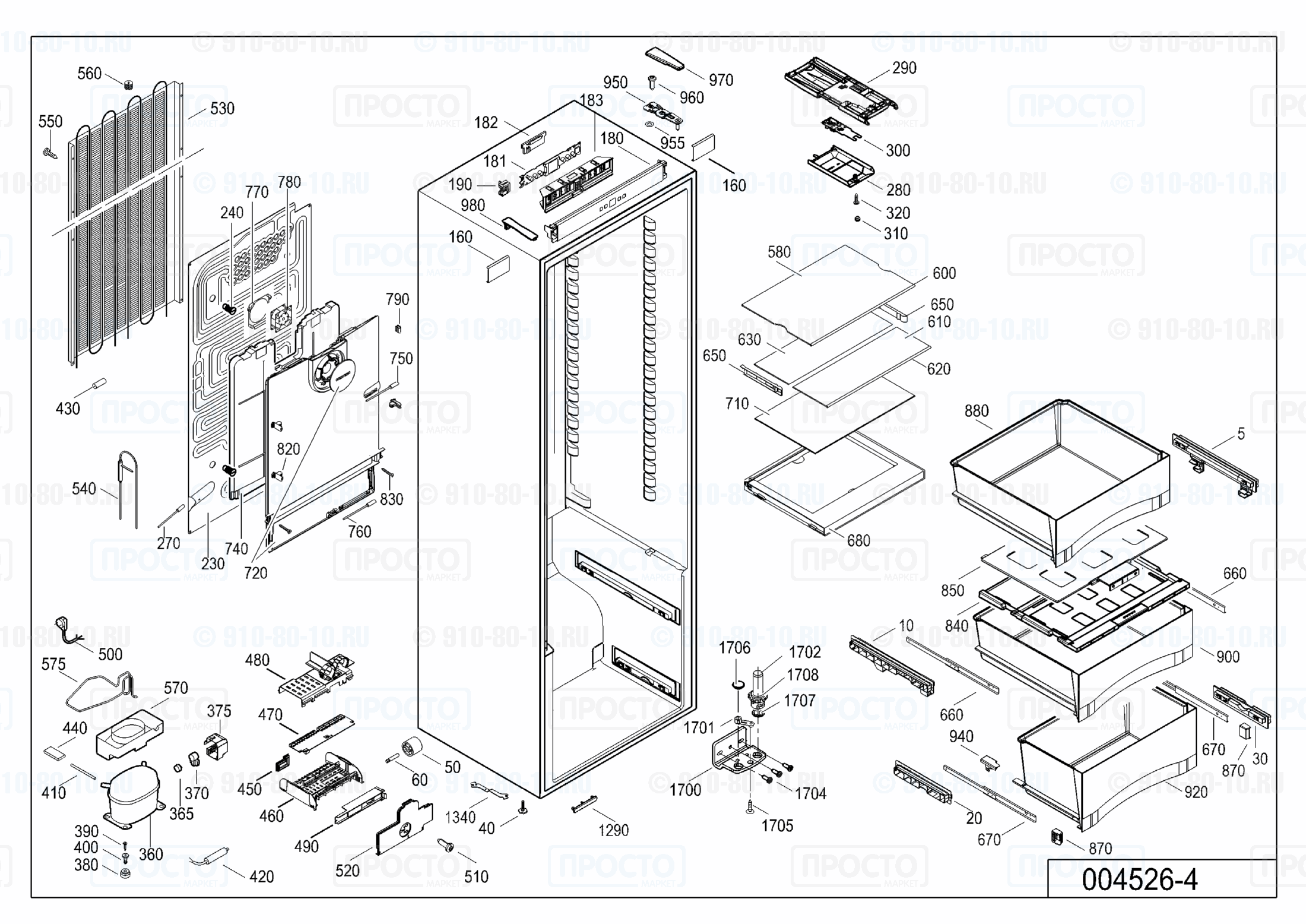 Взрыв-схема запчастей холодильника Liebherr KB 4210-21D