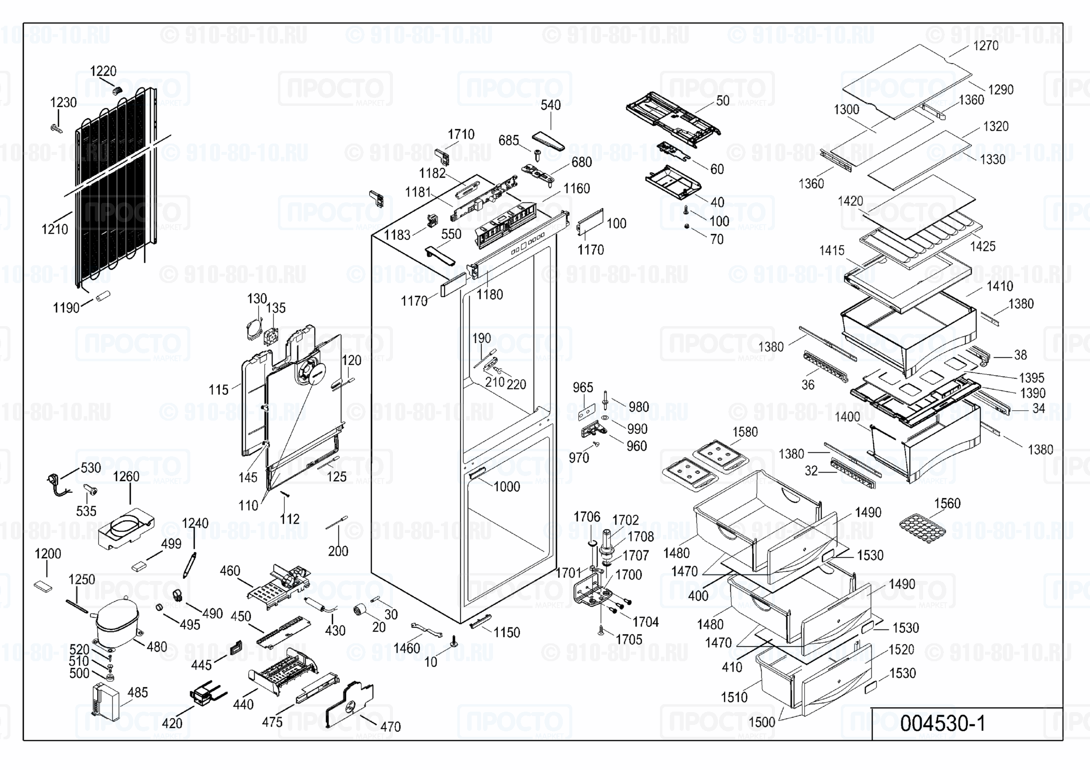 Взрыв-схема запчастей холодильника Liebherr CBP 4043-20C