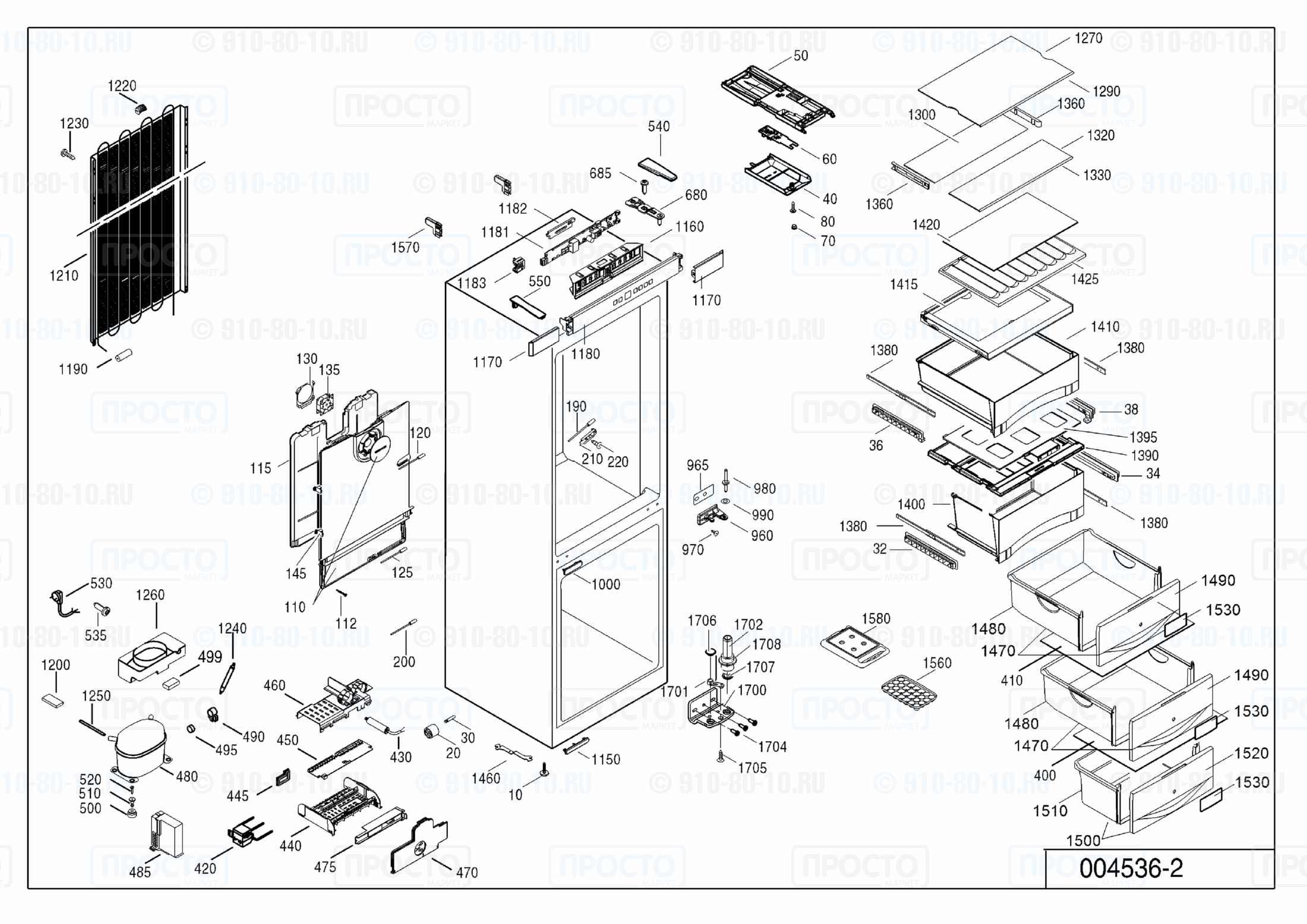 Взрыв-схема запчастей холодильника Liebherr CBP 4033-21D