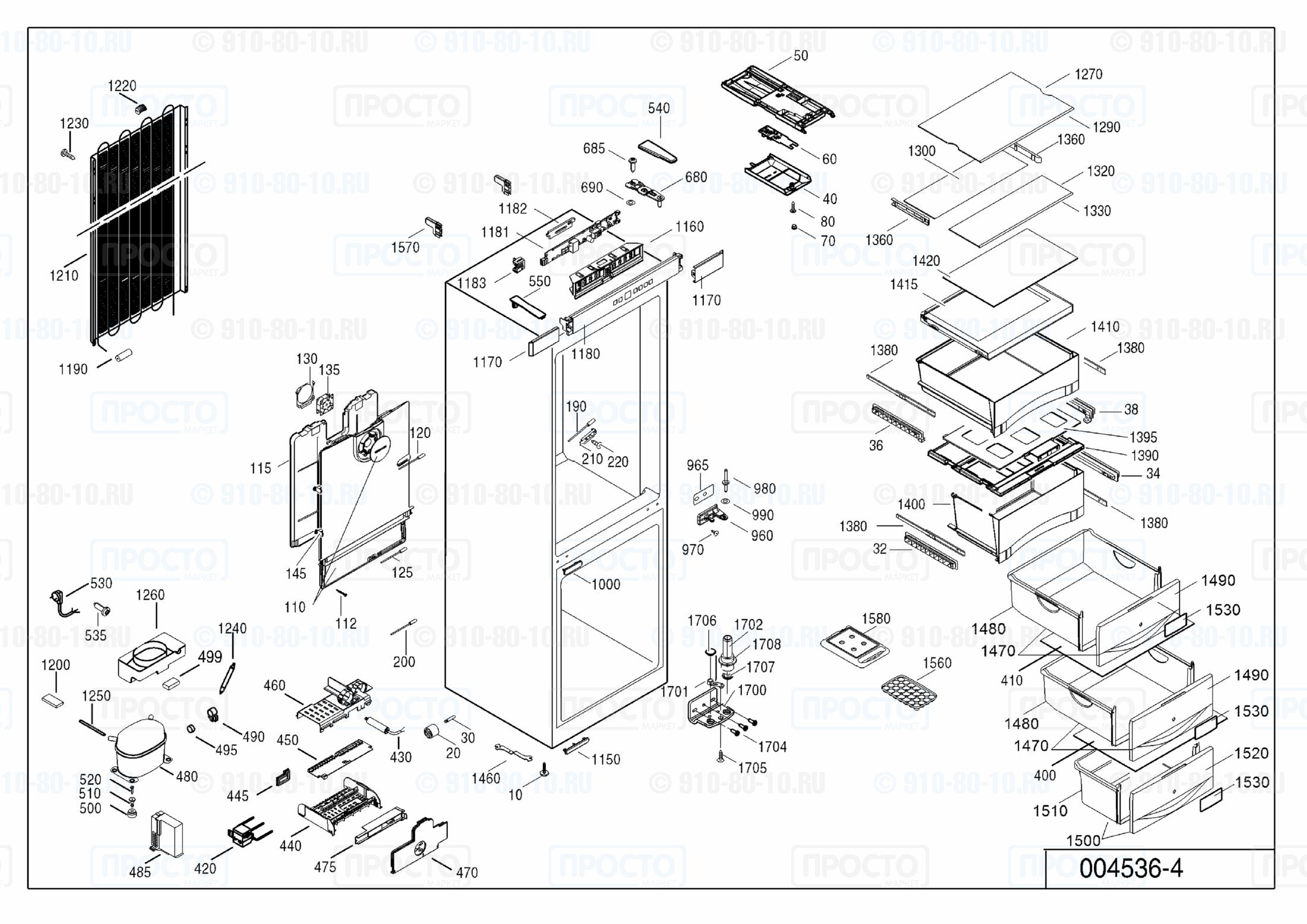 Взрыв-схема запчастей холодильника Liebherr CBP 3613-21C