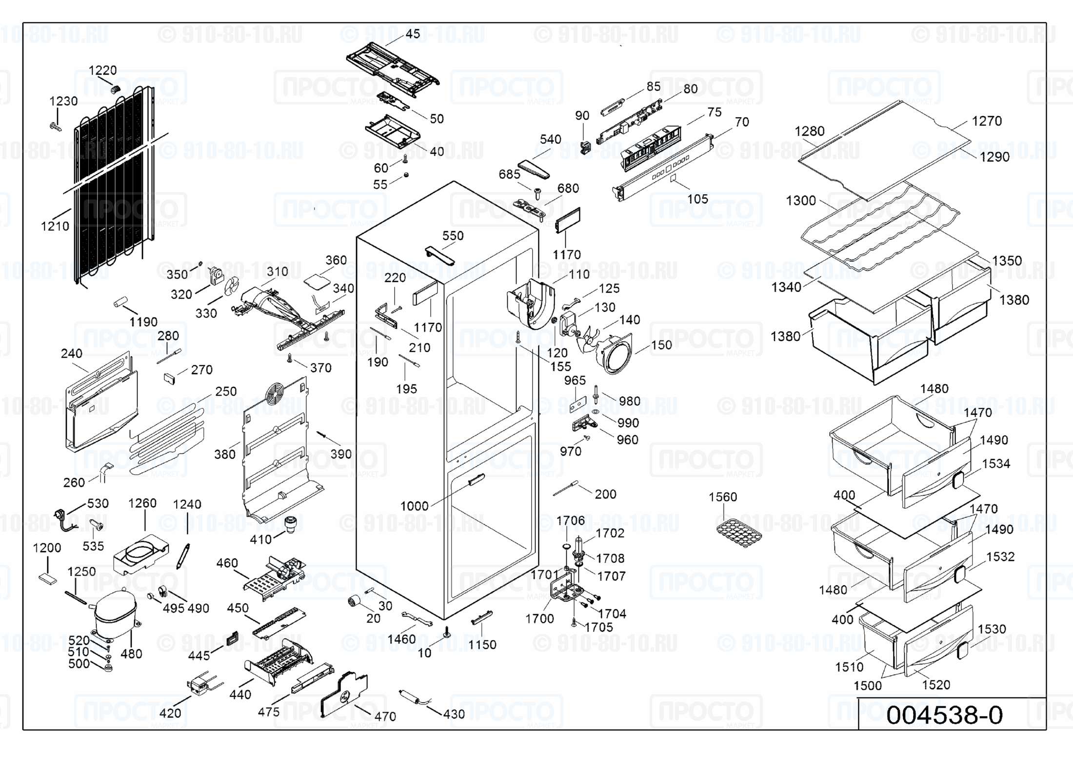 Взрыв-схема запчастей холодильника Liebherr CNes 4003-23A