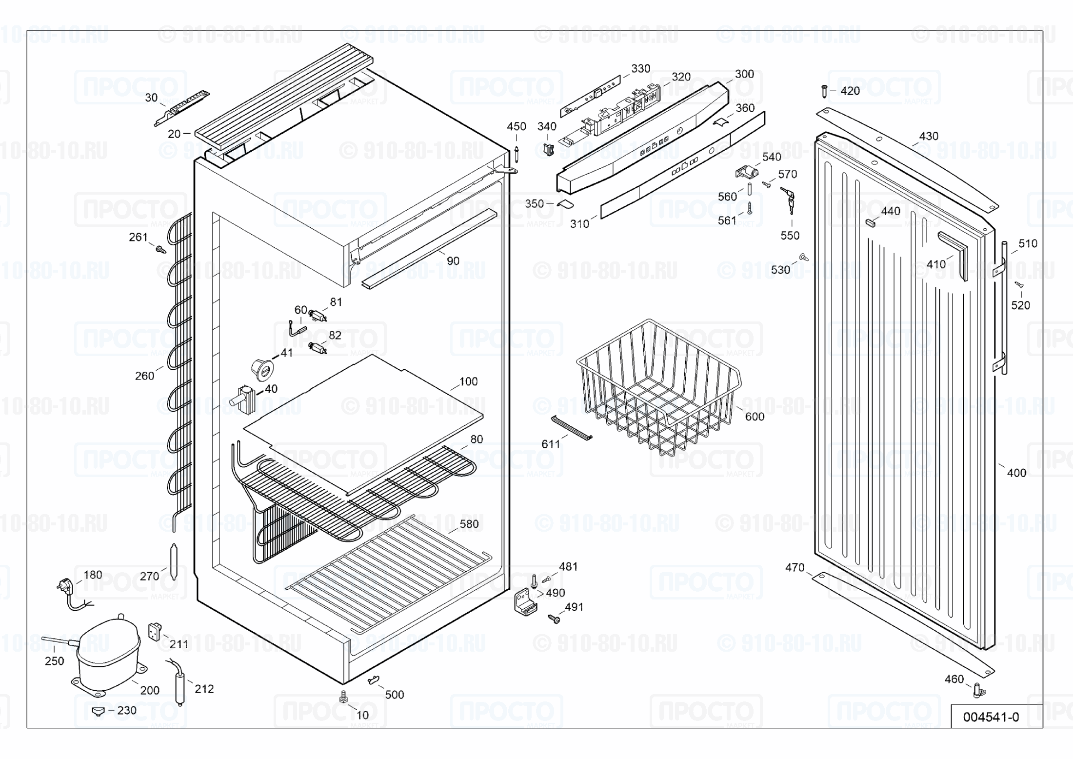 Взрыв-схема запчастей холодильника Liebherr GG 4010-20C