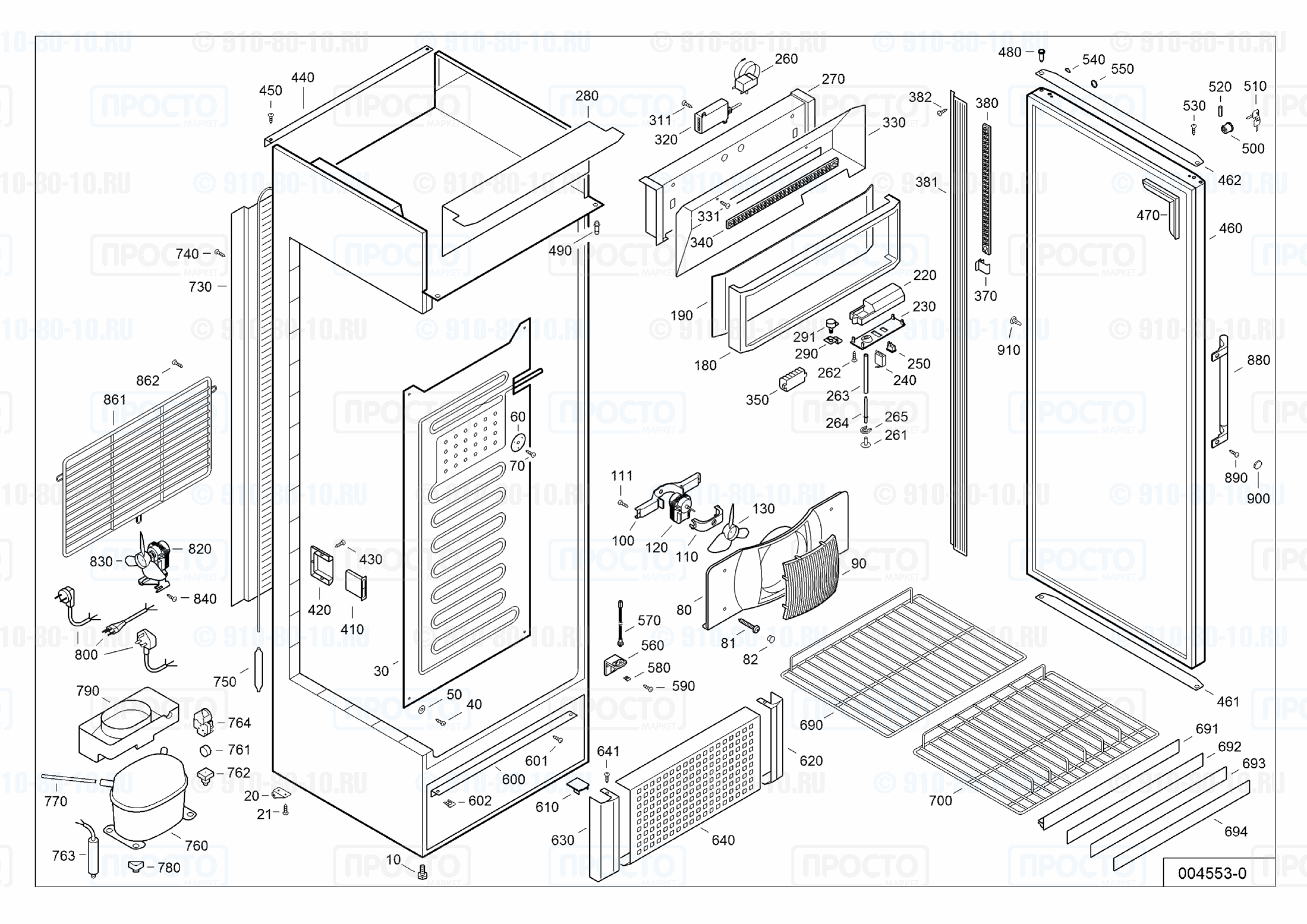 Взрыв-схема запчастей холодильника Liebherr FKDv 3713-21C