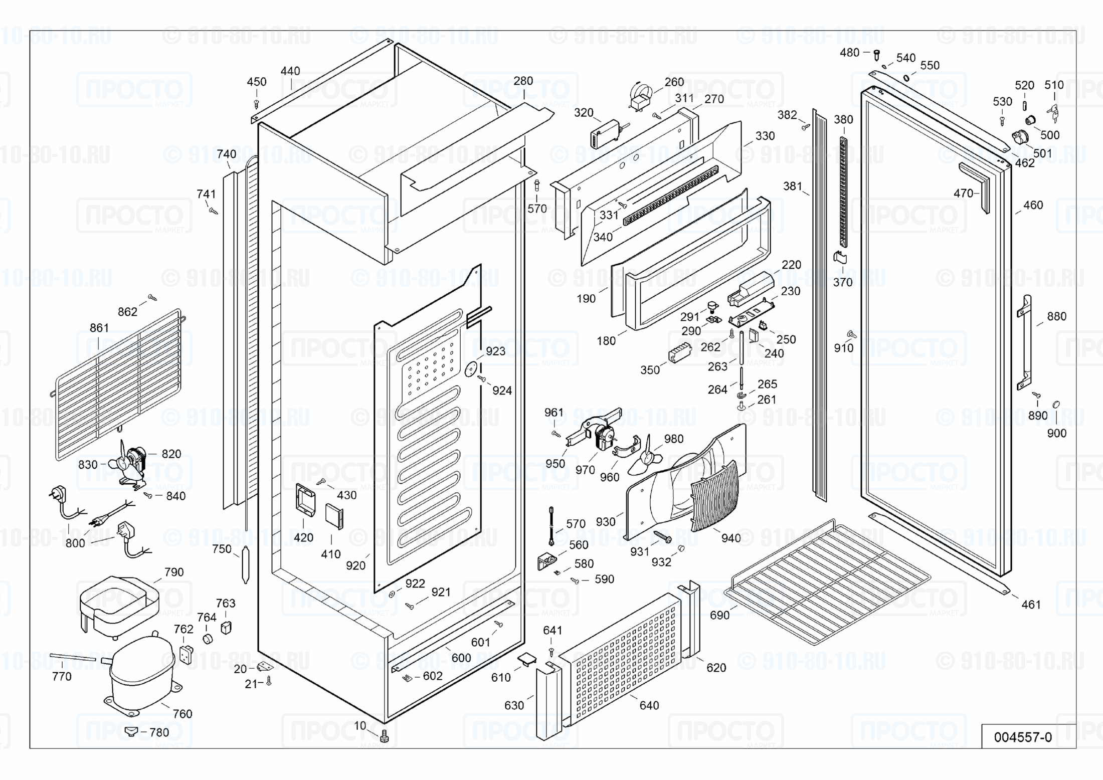 Взрыв-схема запчастей холодильника Liebherr FKDv 3713-10