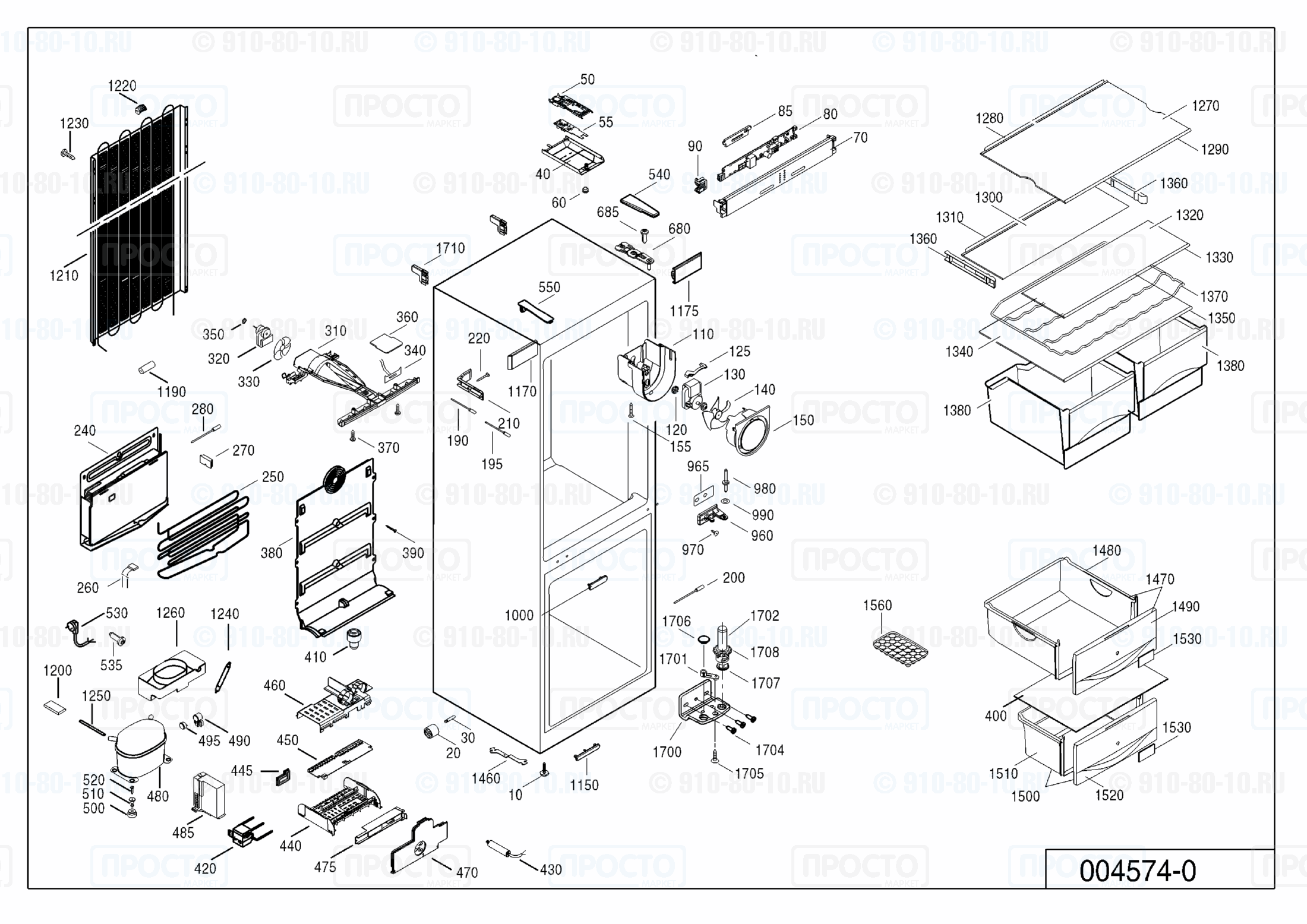 Взрыв-схема запчастей холодильника Liebherr CNPesf 4013-21B
