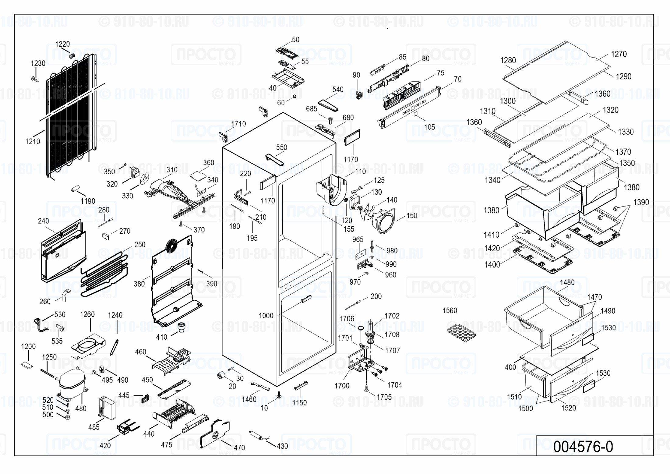 Взрыв-схема запчастей холодильника Liebherr CNPesf 4013-21A