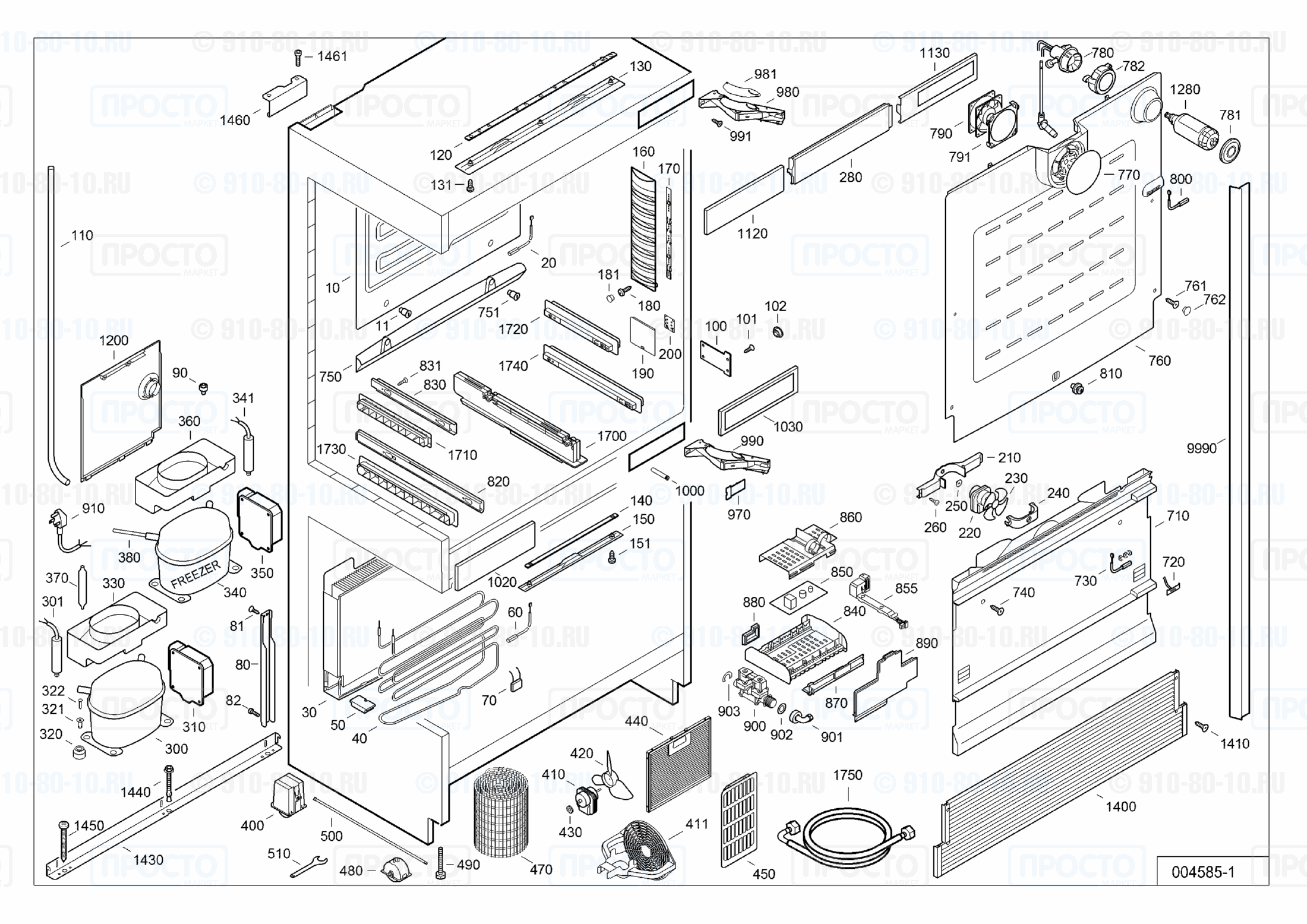 Взрыв-схема запчастей холодильника Liebherr ECN 6156-20J