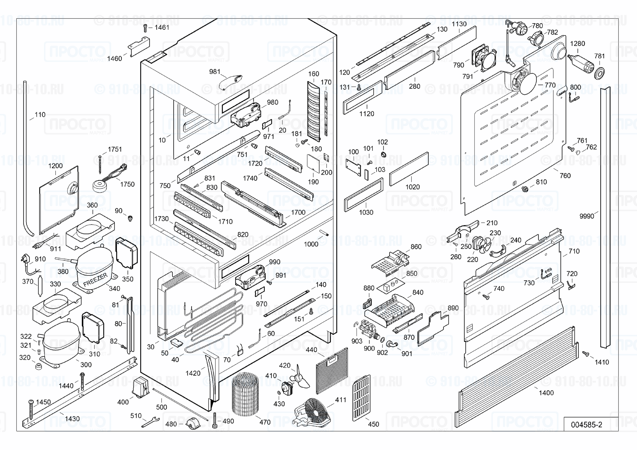 Взрыв-схема запчастей холодильника Liebherr ECN 6156-10D