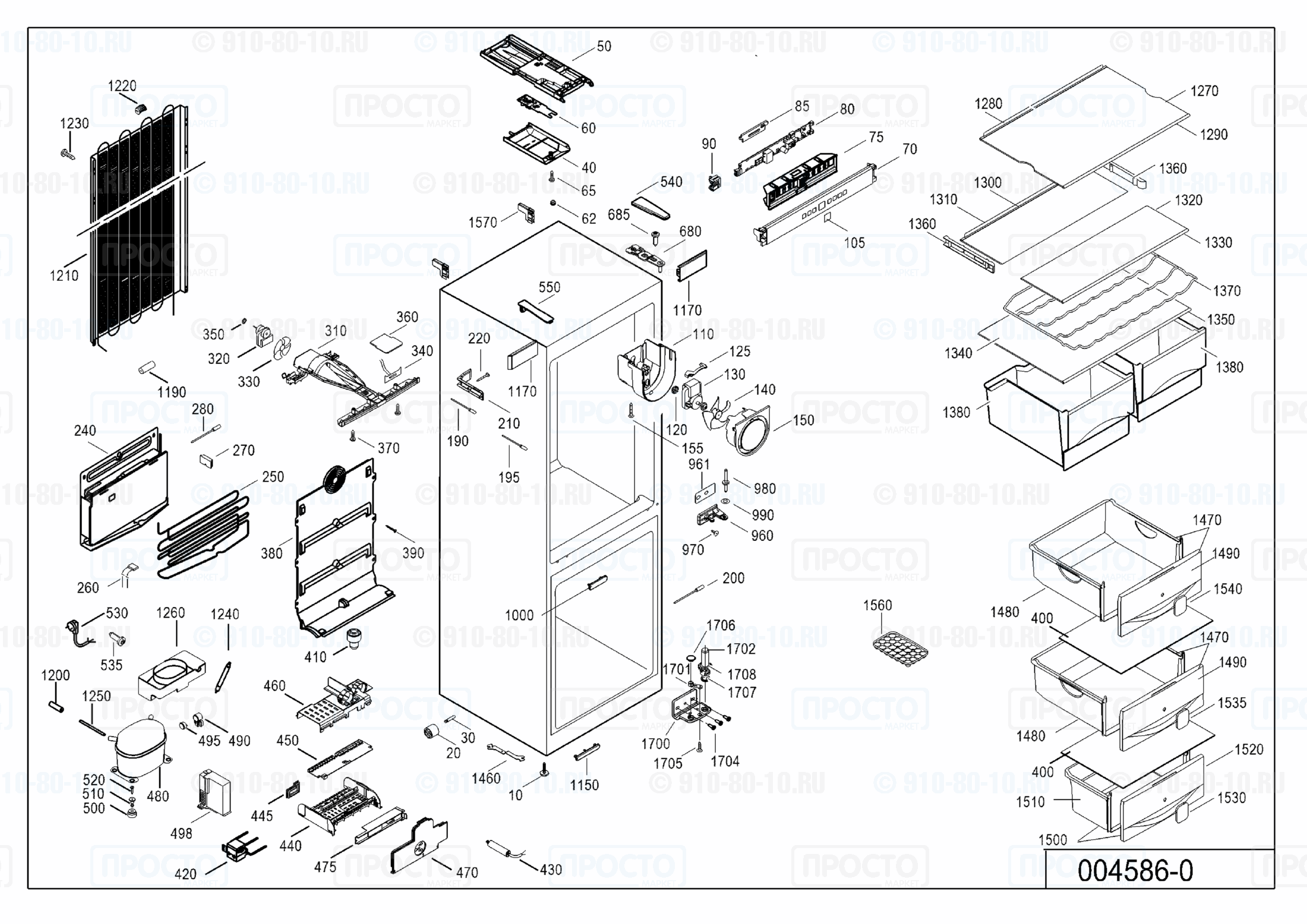 Взрыв-схема запчастей холодильника Liebherr CNPsl 3503-21B