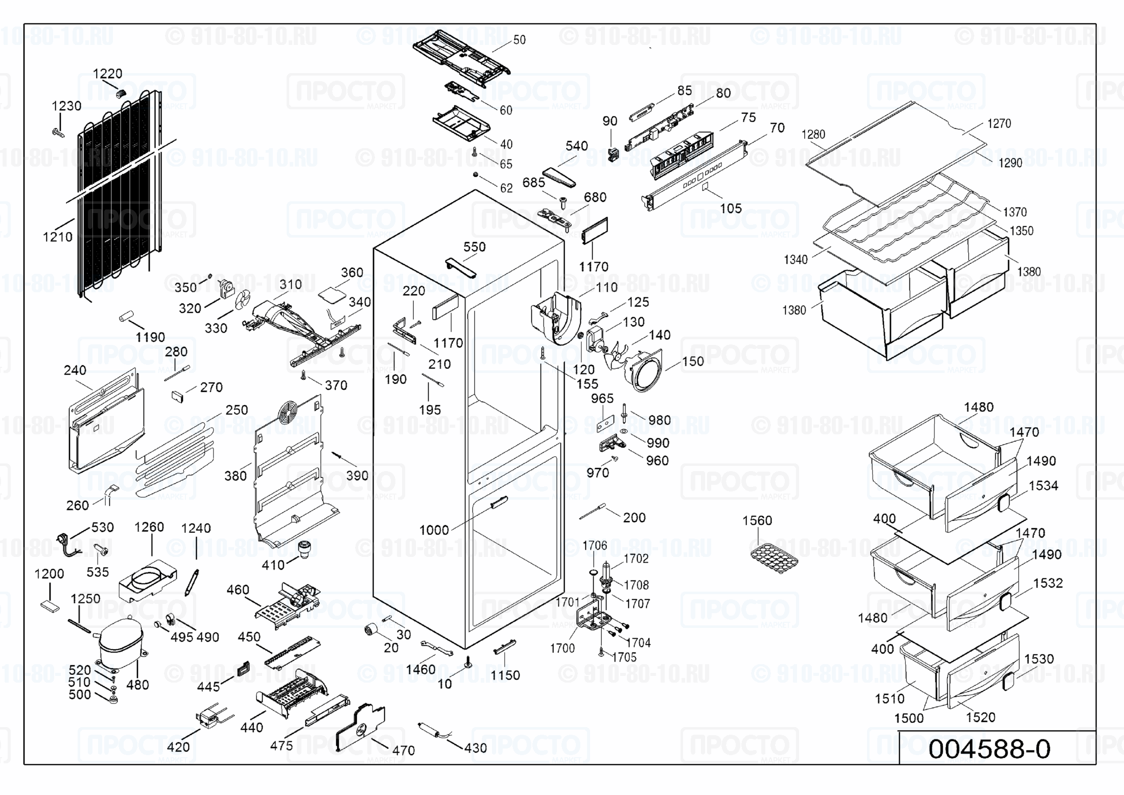 Взрыв-схема запчастей холодильника Liebherr CNsl 4003-21D