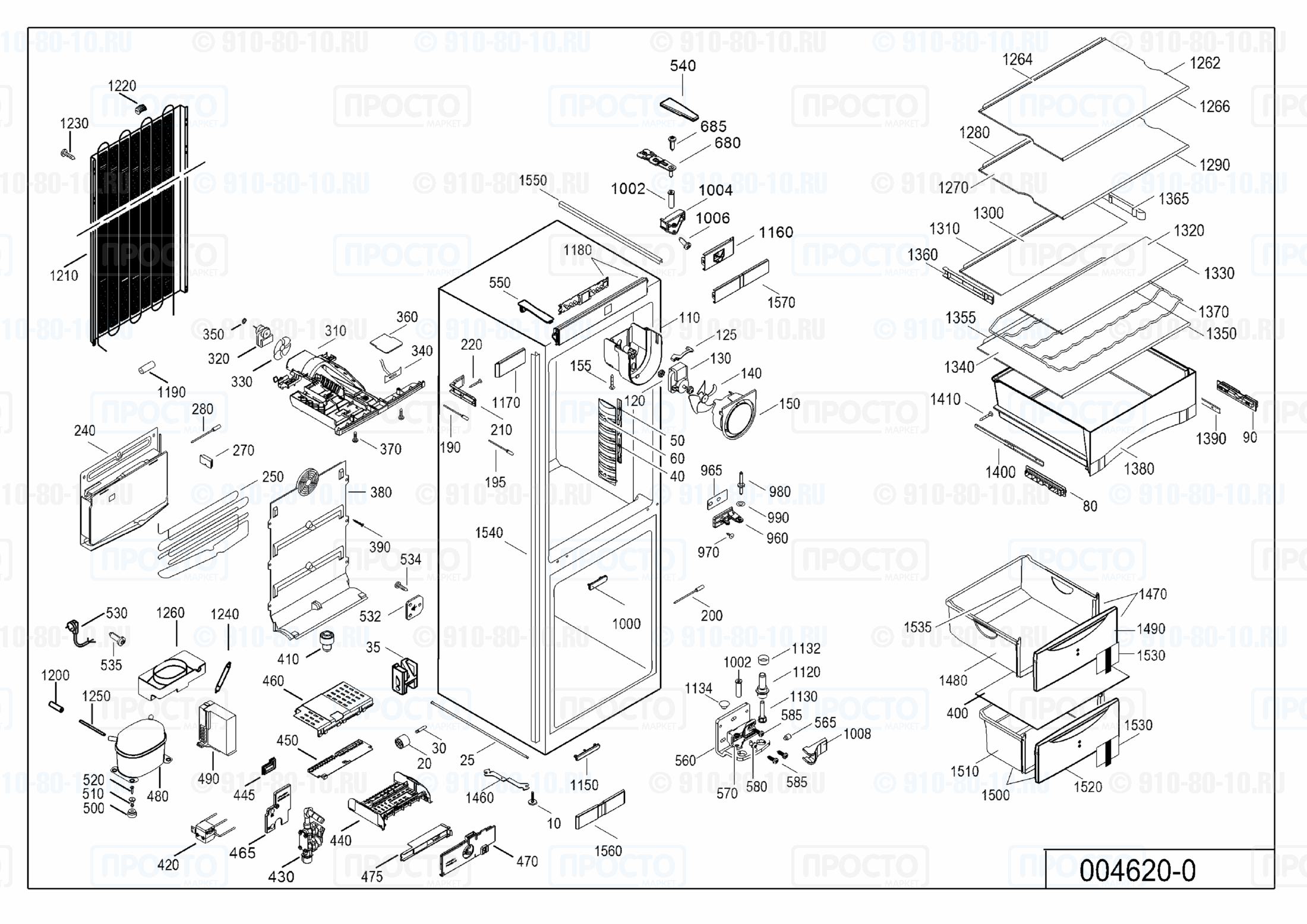 Взрыв-схема запчастей холодильника Liebherr CNes 4056-14D