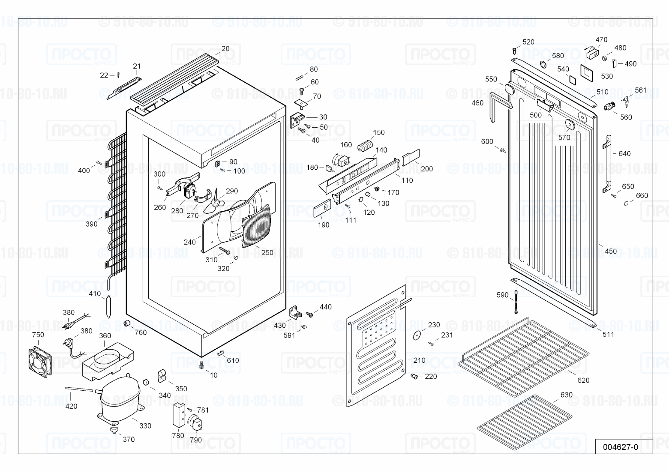 Взрыв-схема запчастей холодильника Liebherr FKv 3610-21U