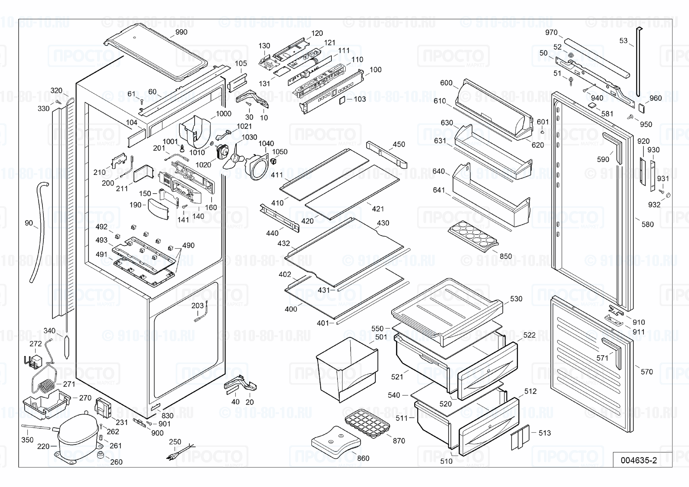 Взрыв-схема запчастей холодильника Liebherr ICPc 3056-20A