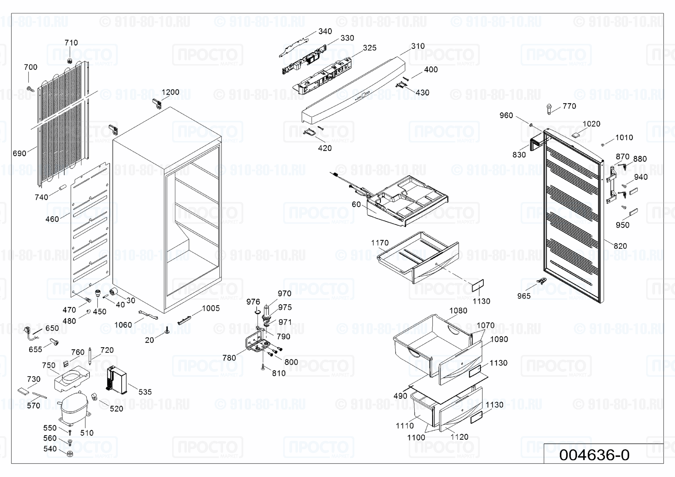 Взрыв-схема запчастей холодильника Liebherr GNP 2713-20F