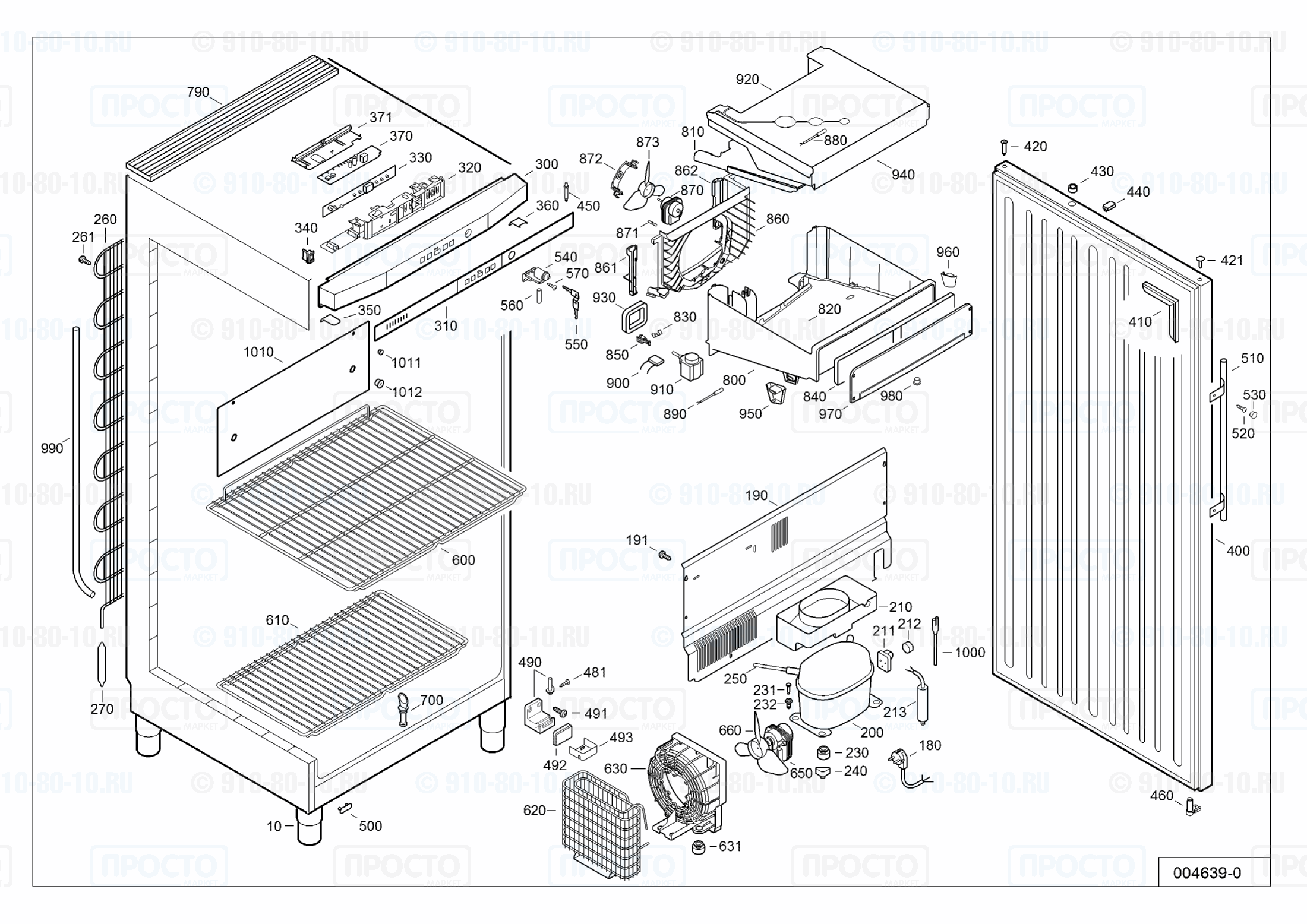 Взрыв-схема запчастей холодильника Liebherr GGv 5810-41A