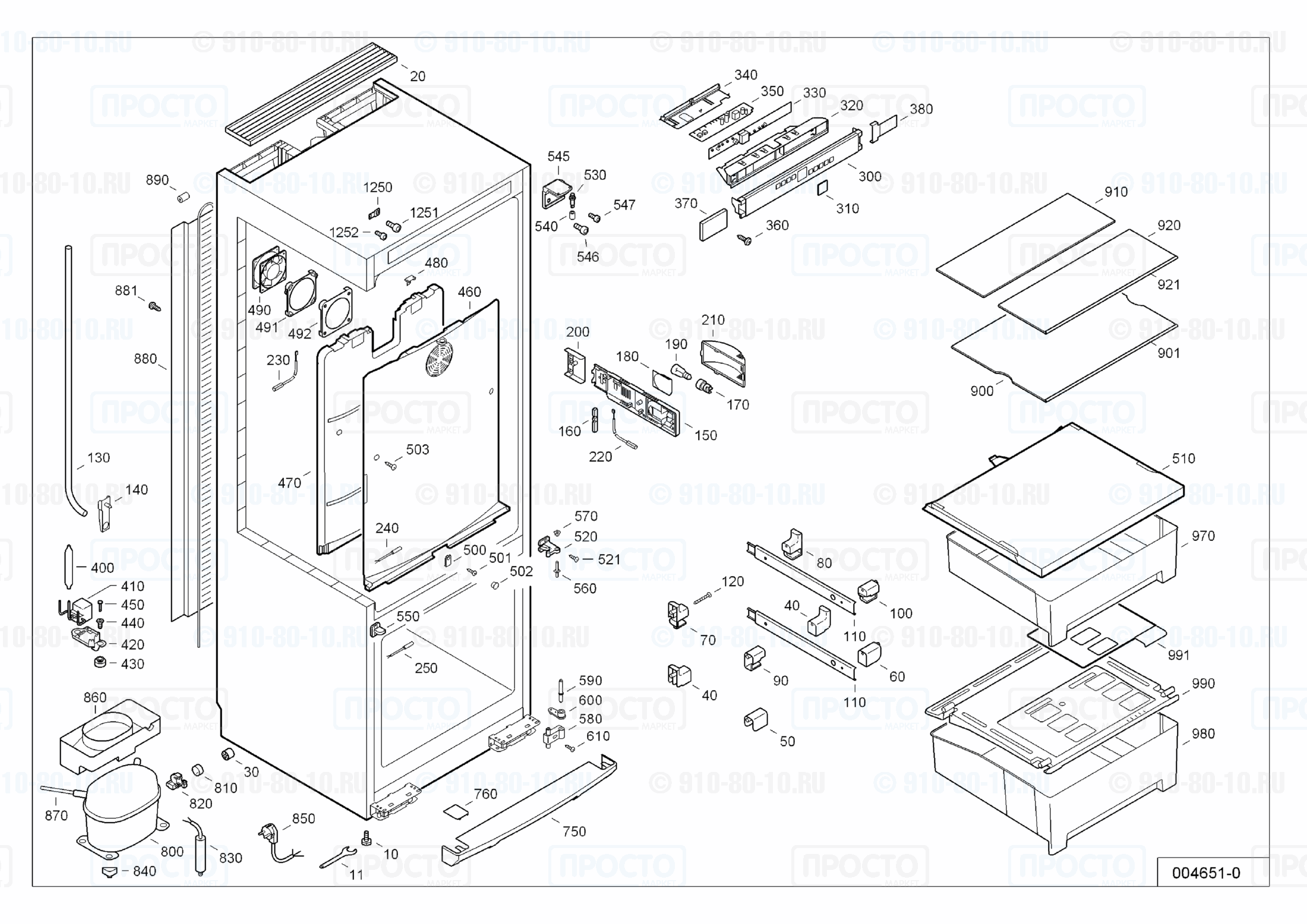 Взрыв-схема запчастей холодильника Liebherr CBsl 4006-20A