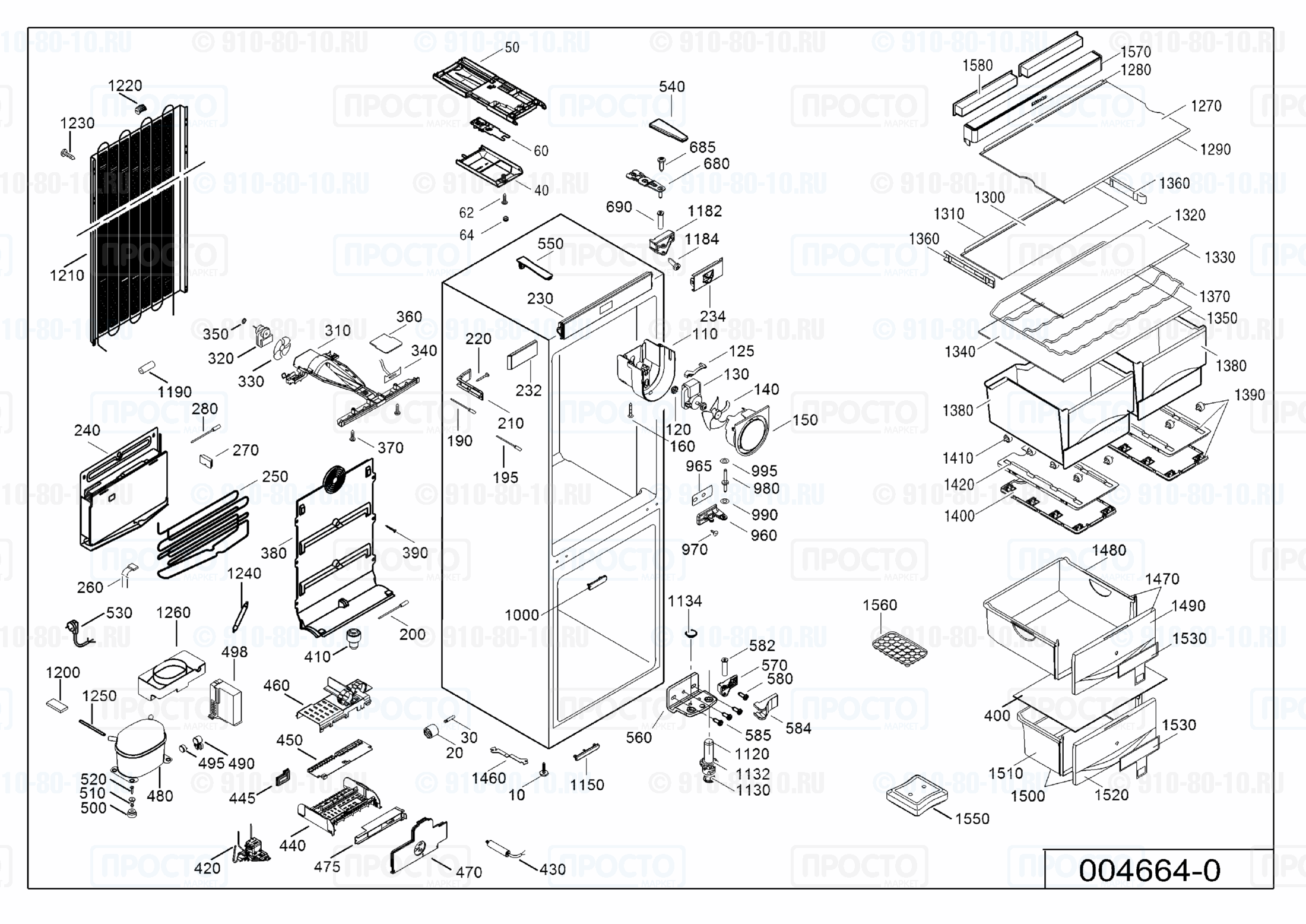 Взрыв-схема запчастей холодильника Liebherr CNes 4056-22