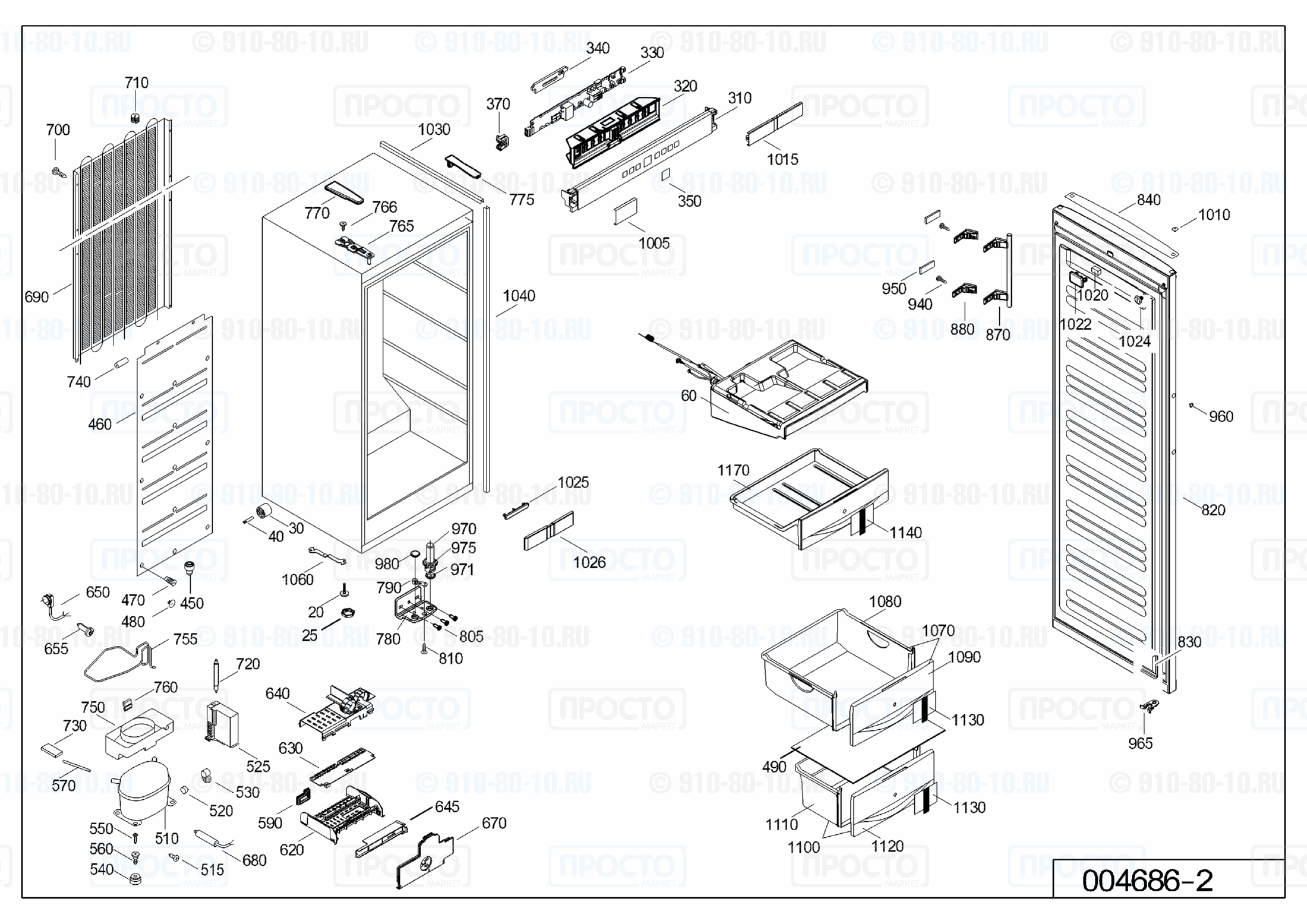 Взрыв-схема запчастей холодильника Liebherr SGNesf 3073-20G