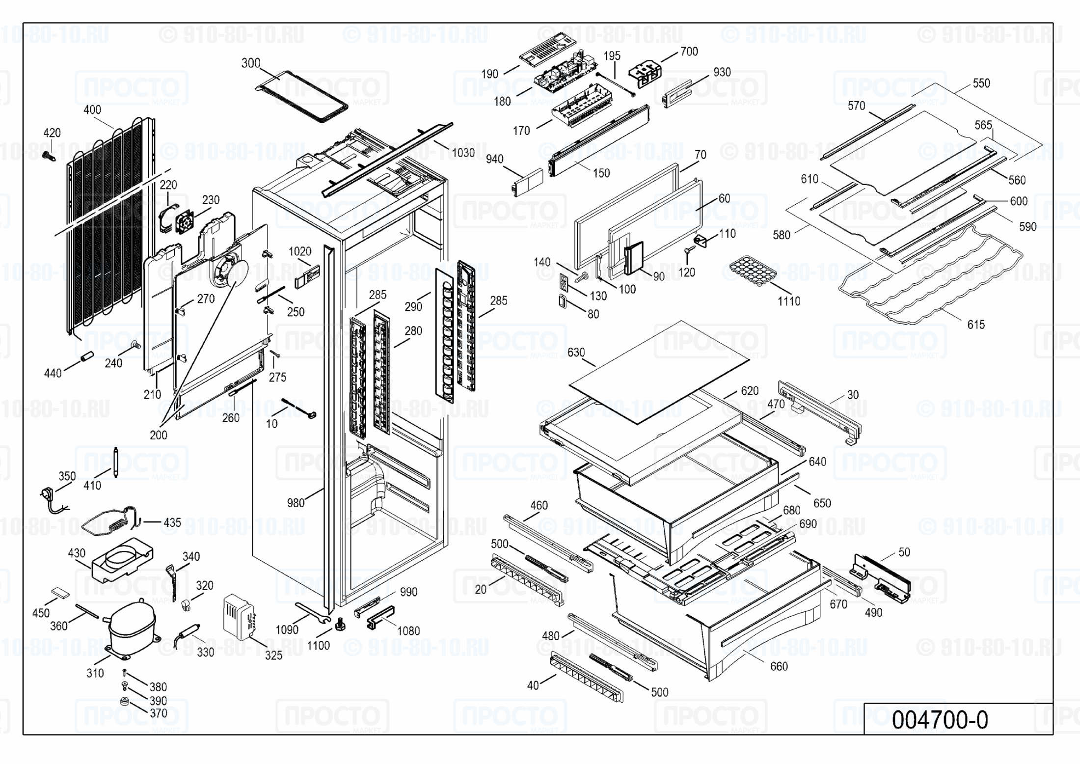 Взрыв-схема запчастей холодильника Liebherr IKBP 2754-20B