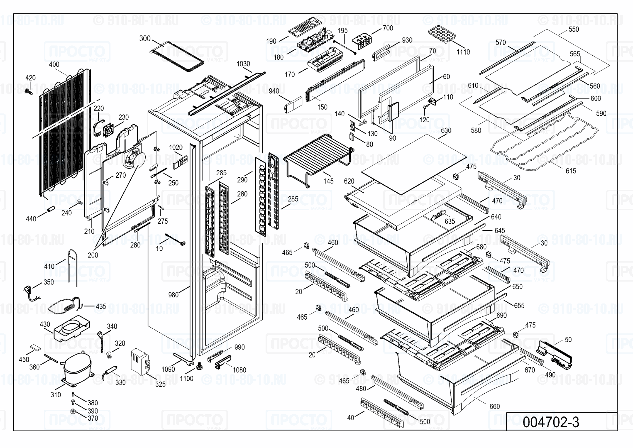 Взрыв-схема запчастей холодильника Liebherr IKBP 3554-20H