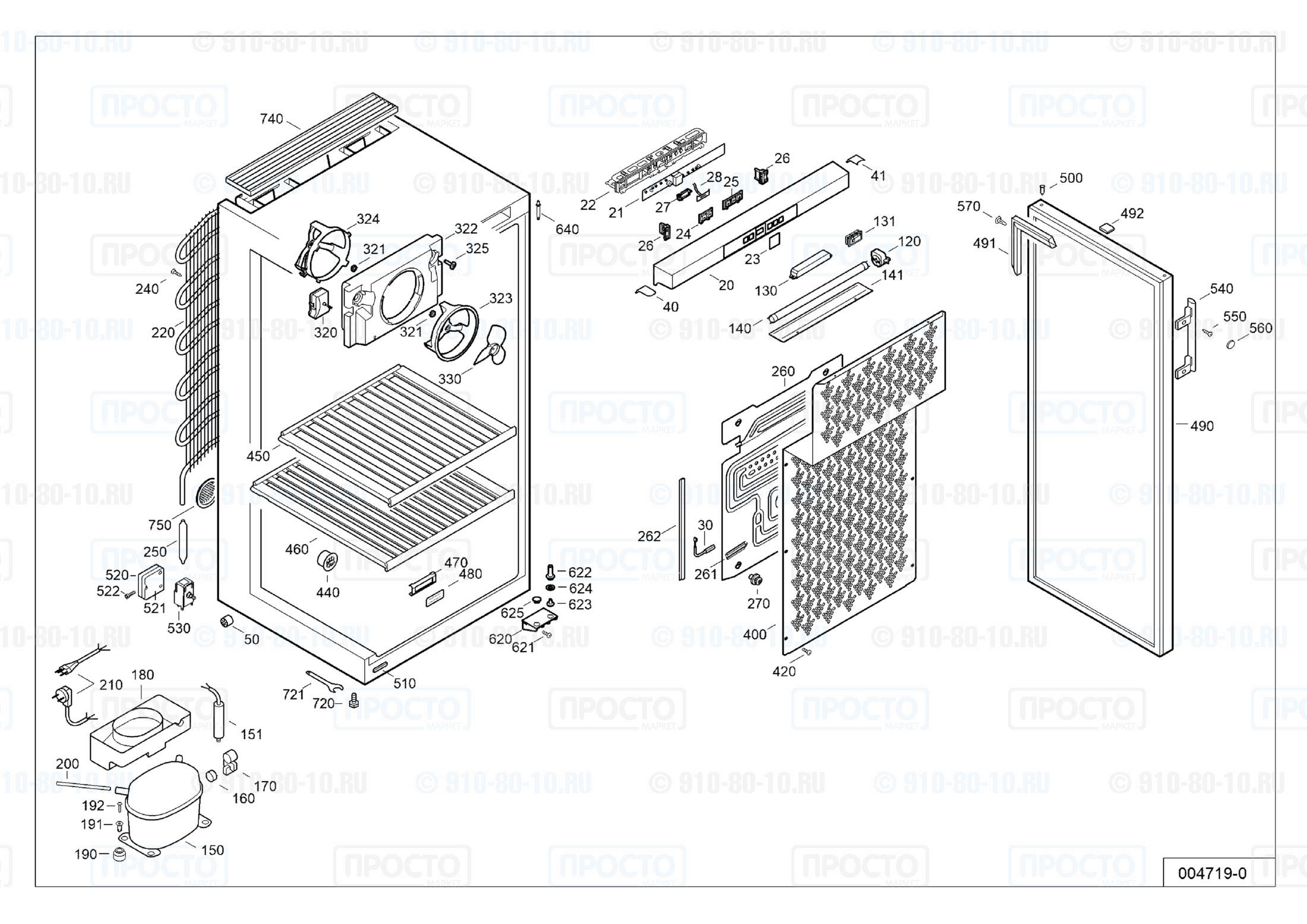 Взрыв-схема запчастей холодильника Liebherr WKb 3212-20B