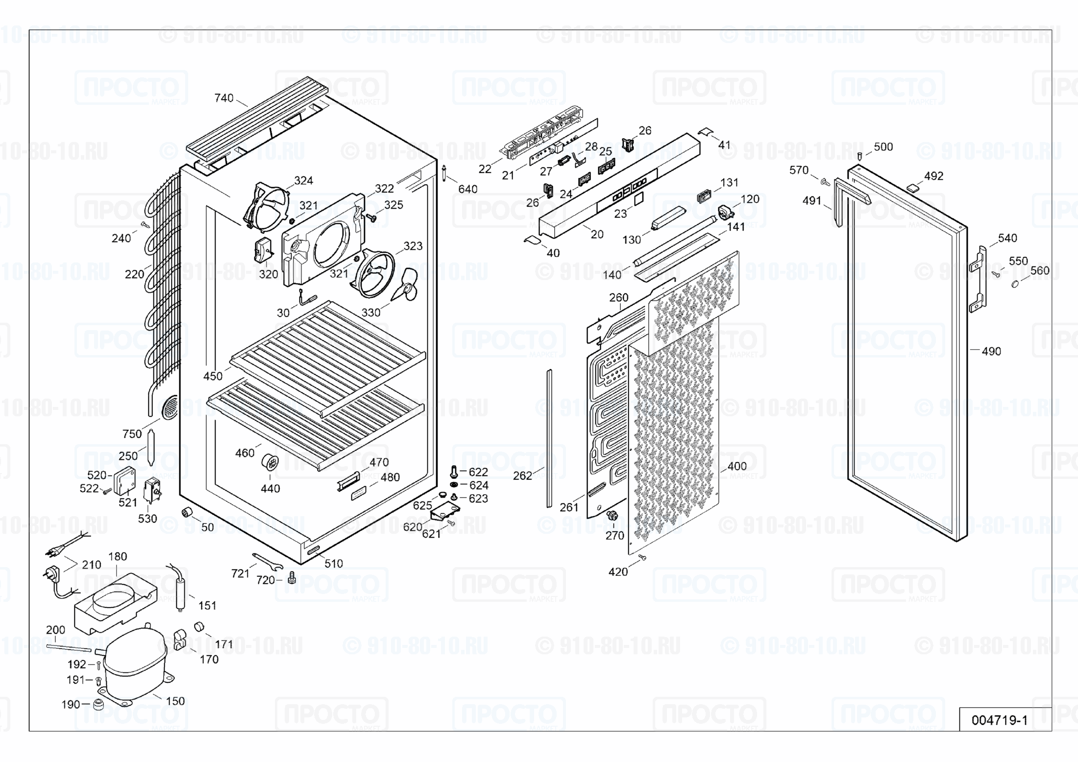 Взрыв-схема запчастей холодильника Liebherr WKr 4211-20B