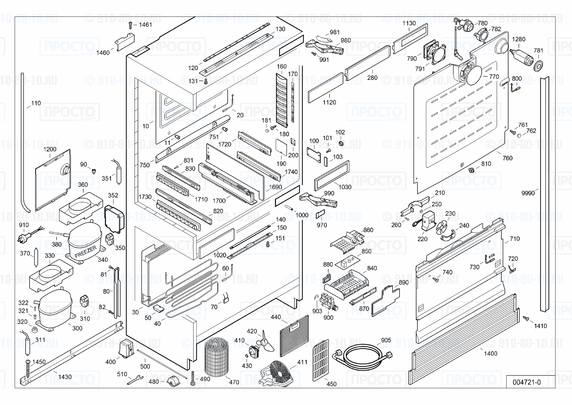 Взрыв-схема запчастей холодильника Liebherr ECN 6156-21D