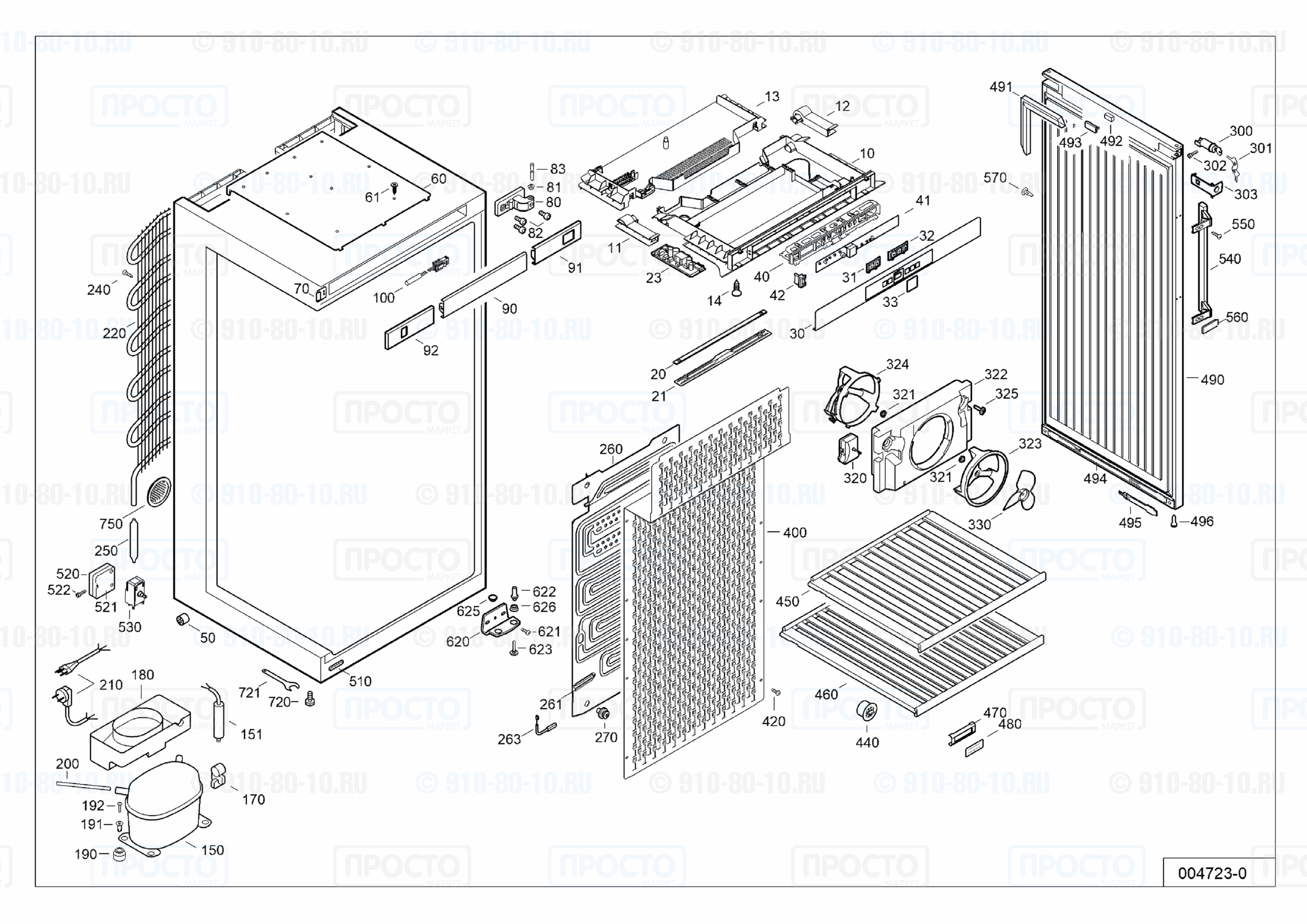 Взрыв-схема запчастей холодильника Liebherr WKt 4551-21A