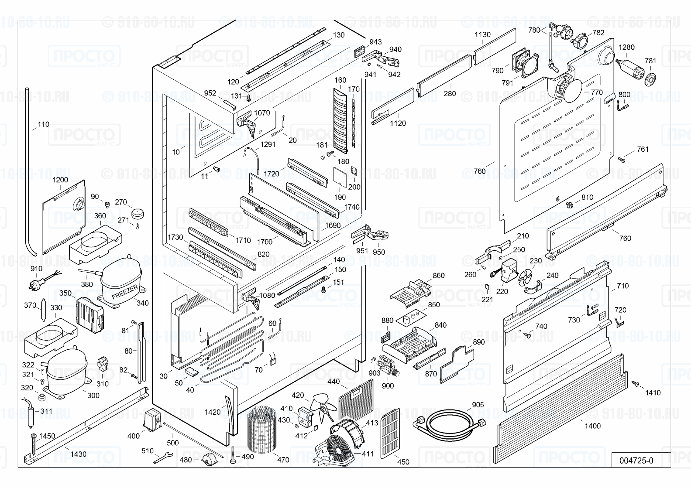 Взрыв-схема запчастей холодильника Liebherr ECBN 6256-20