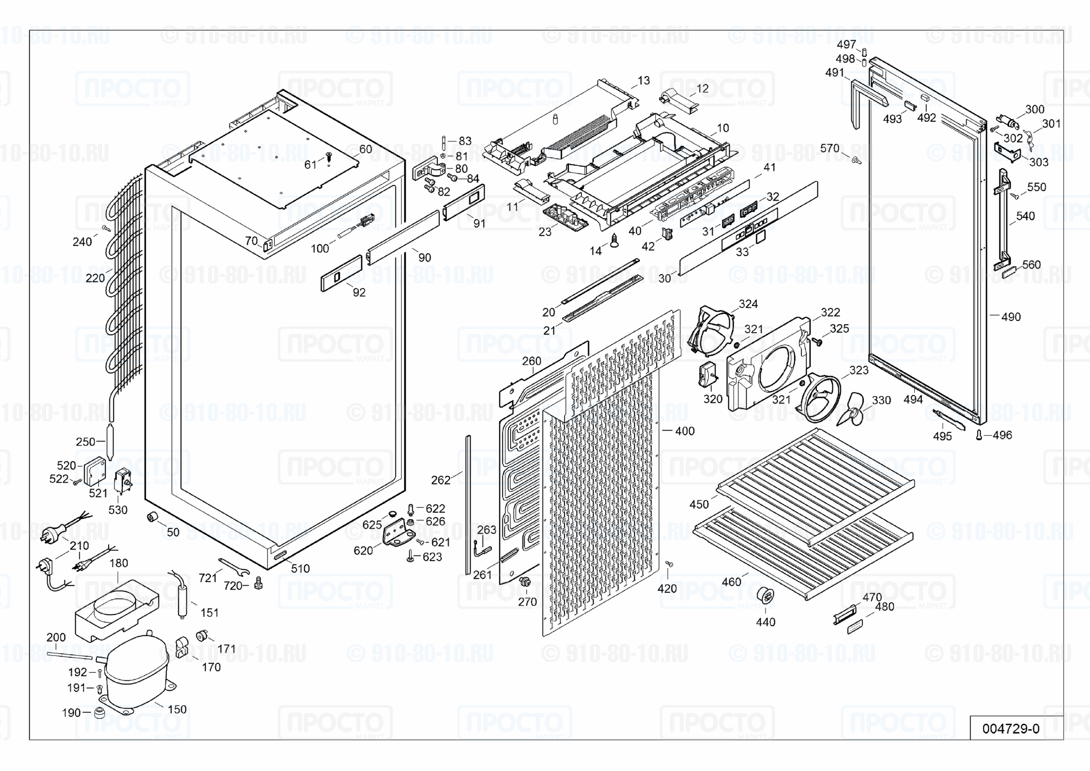Взрыв-схема запчастей холодильника Liebherr WKes 4552-20E