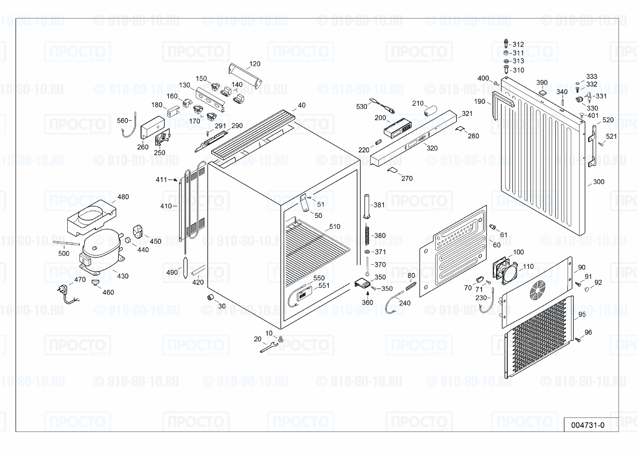 Взрыв-схема запчастей холодильника Liebherr MKUv 1610-20A