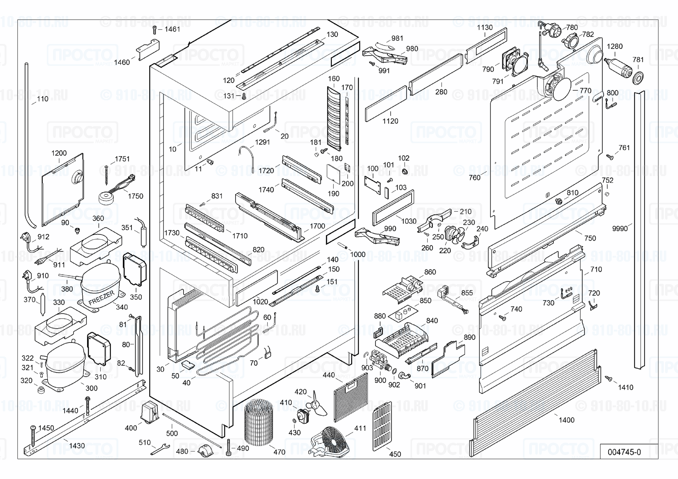 Взрыв-схема запчастей холодильника Liebherr ECBN 6156-10B
