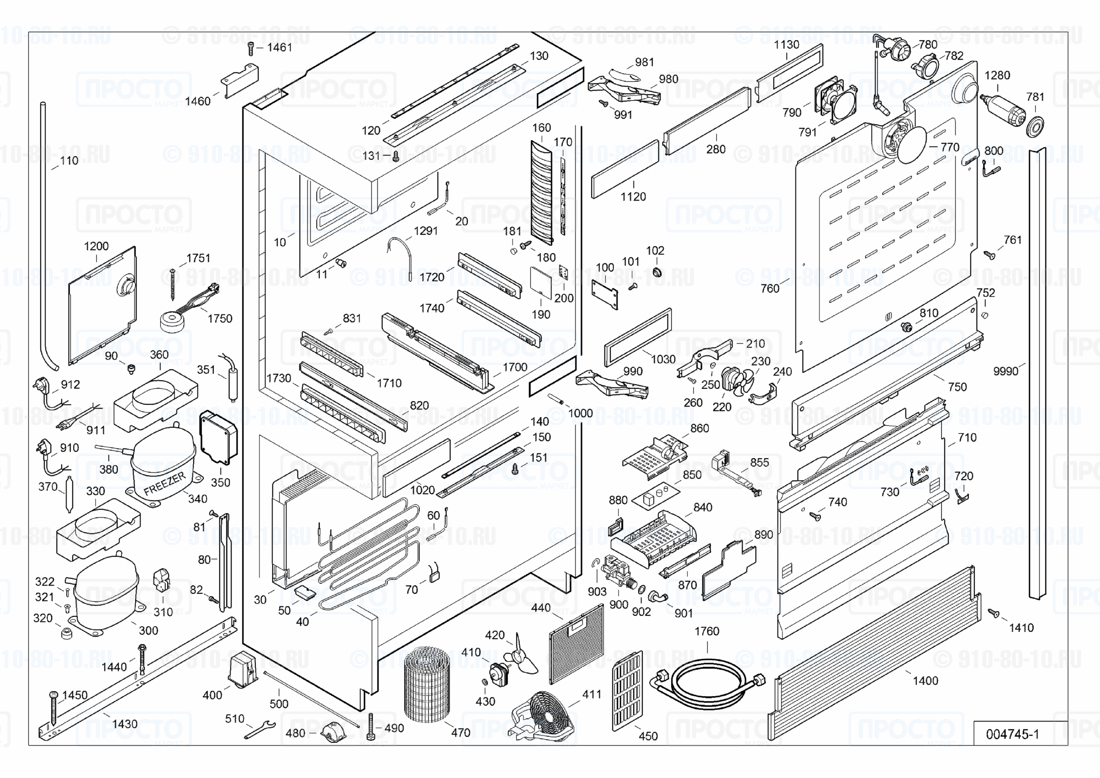 Взрыв-схема запчастей холодильника Liebherr ECBN 6156-20B