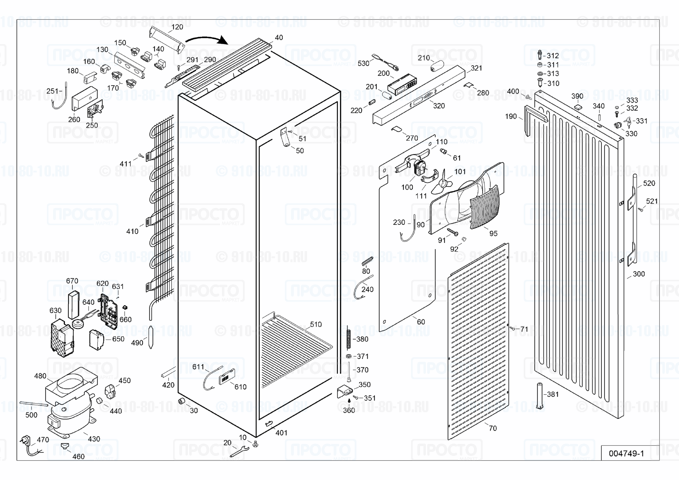 Взрыв-схема запчастей холодильника Liebherr MKv 3910-21C