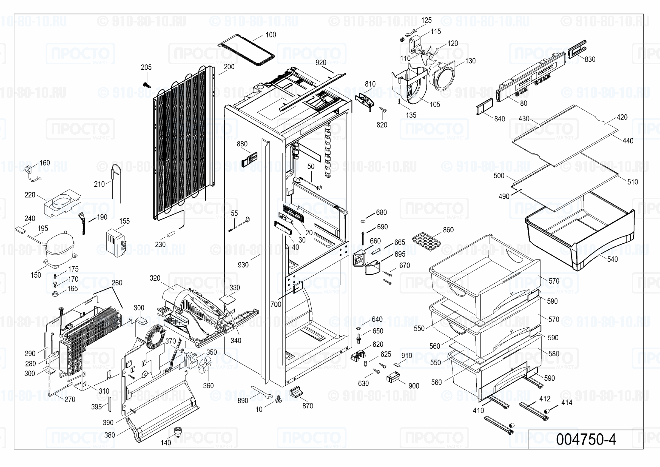 Взрыв-схема запчастей холодильника Liebherr ICUNS 3314-20C